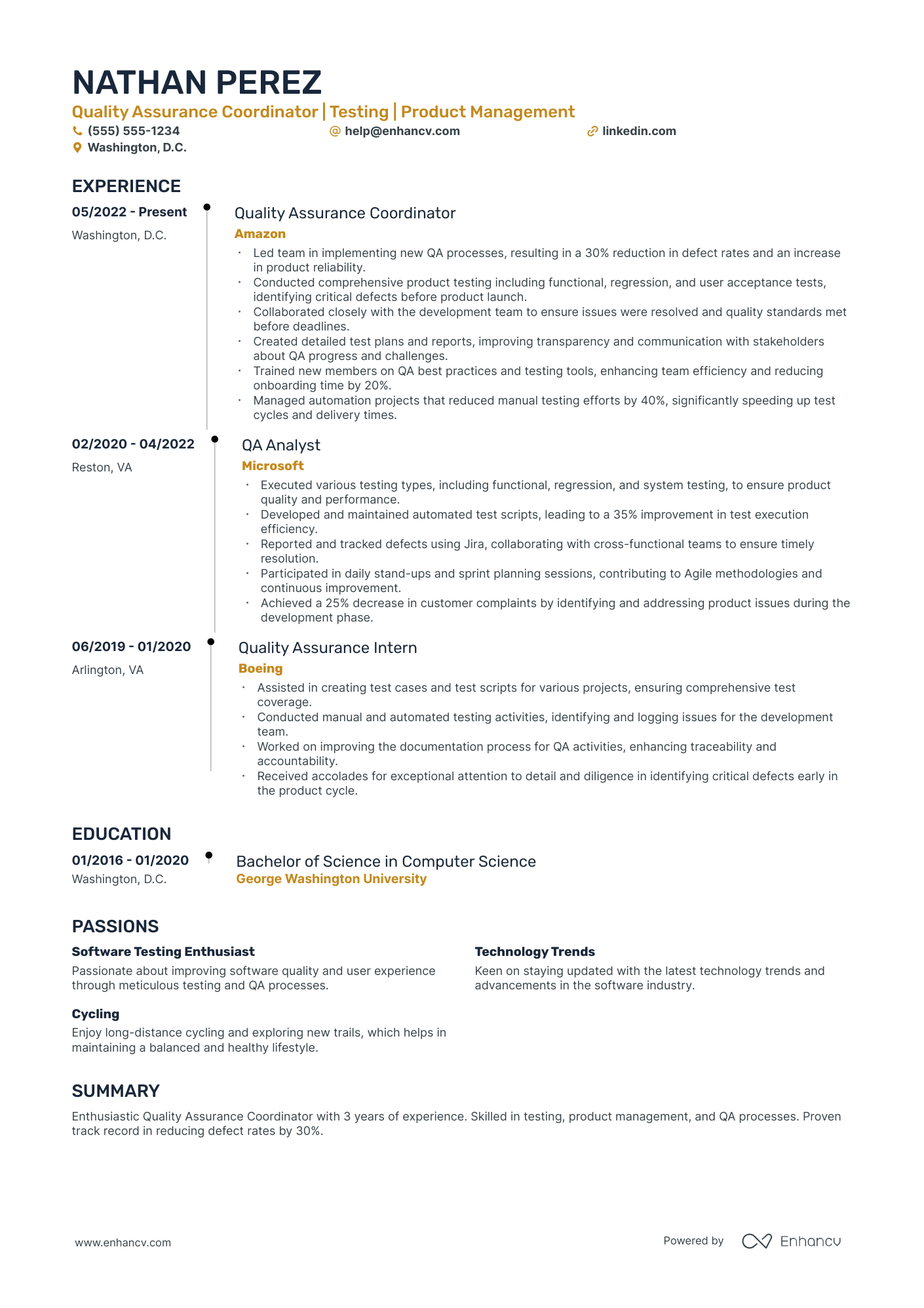 Quality Assurance Coordinator resume example