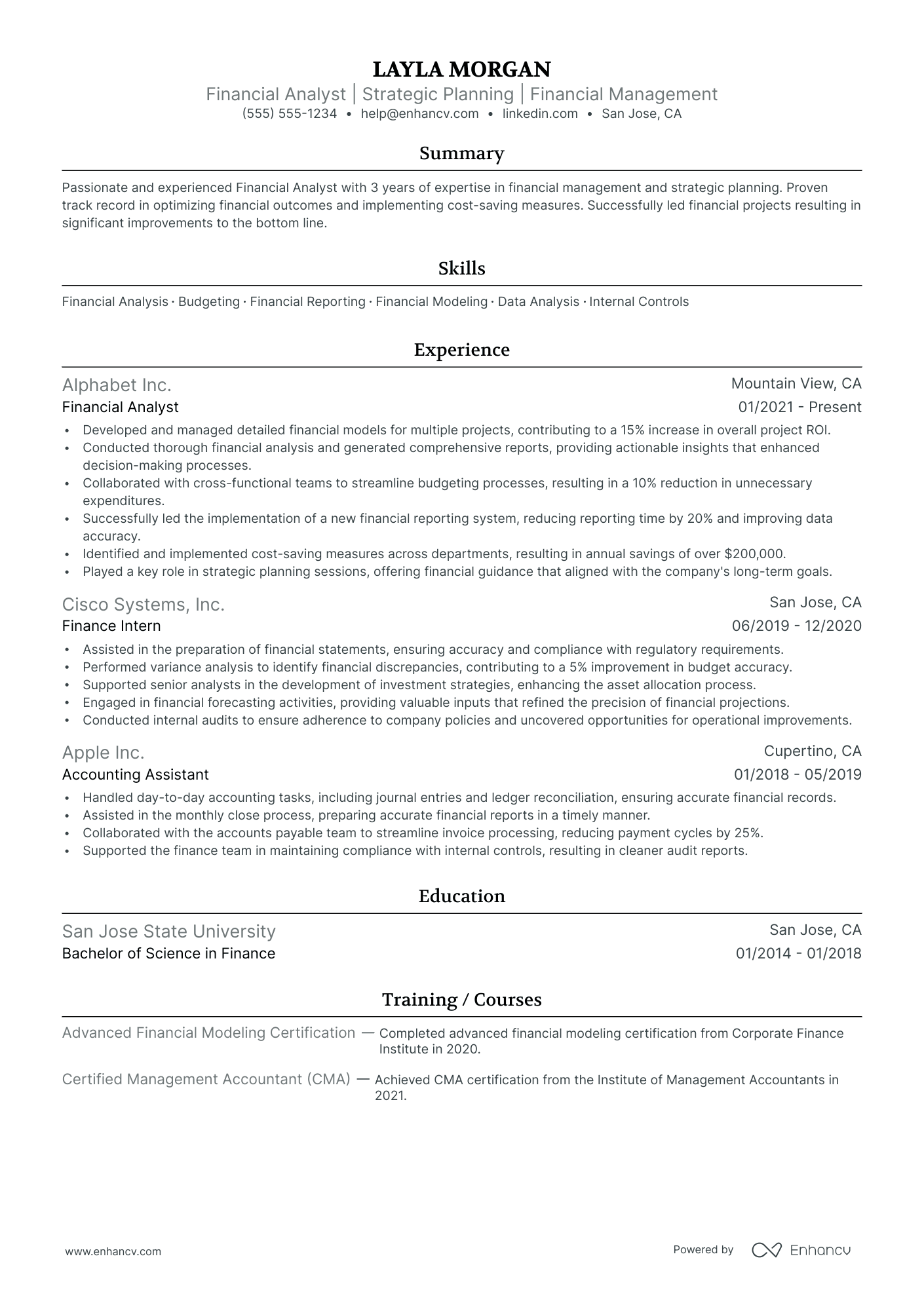 Senior Chief Financial Officer resume example