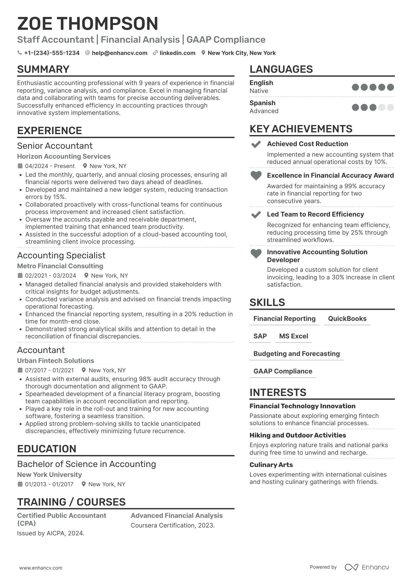 Accounting resume example