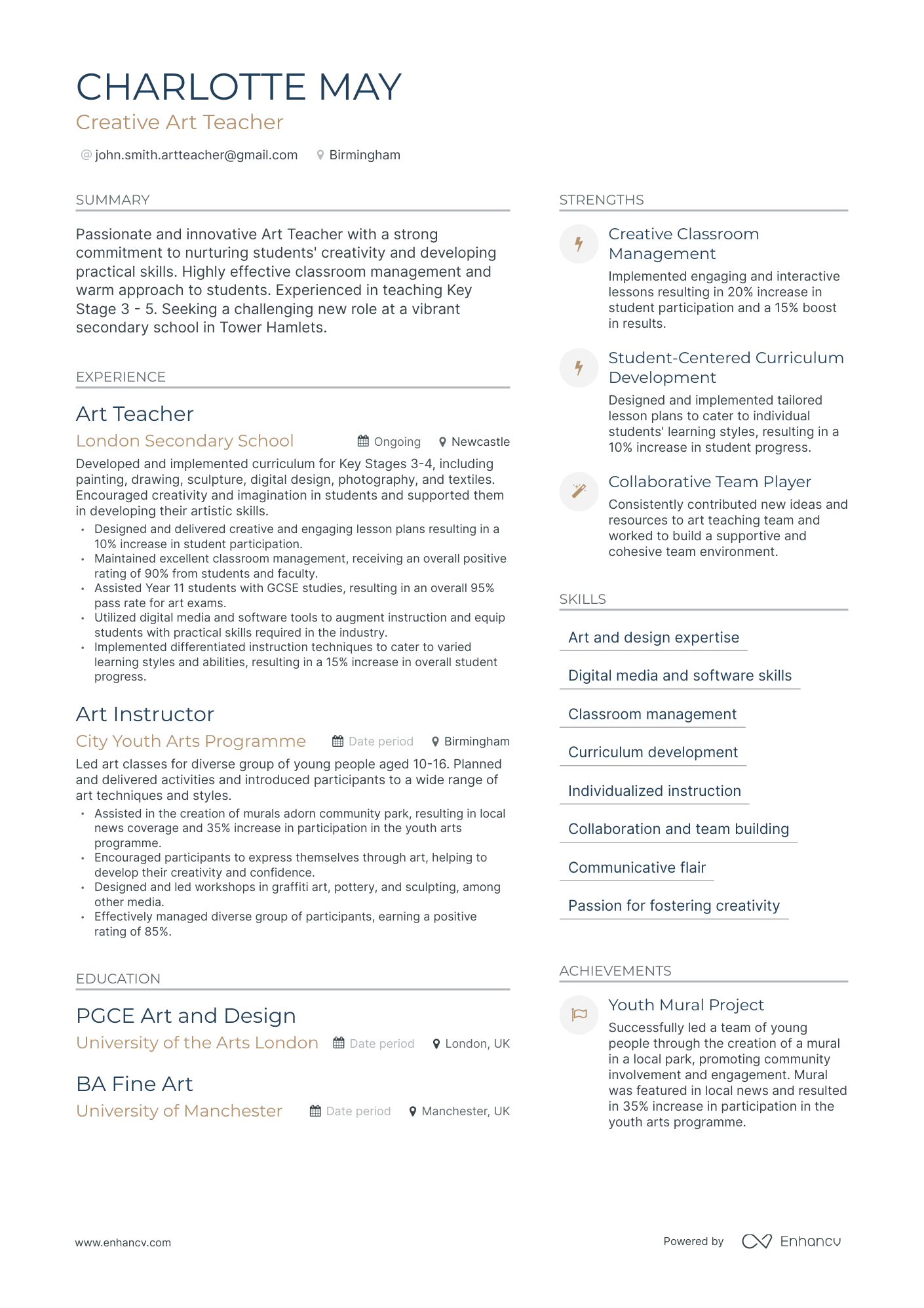 3 Art Teacher CV Examples for 2023