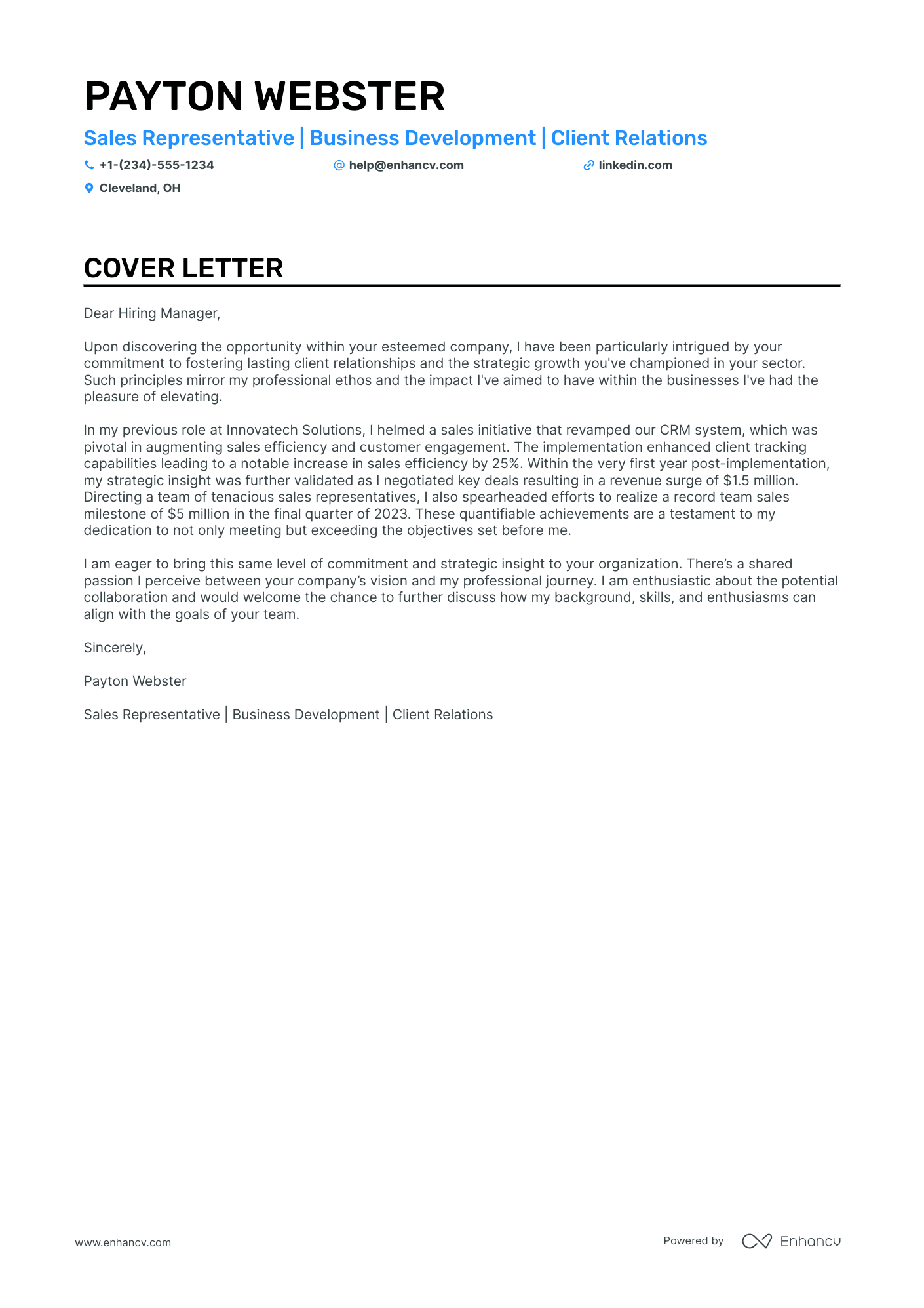 Sales Representative cover letter