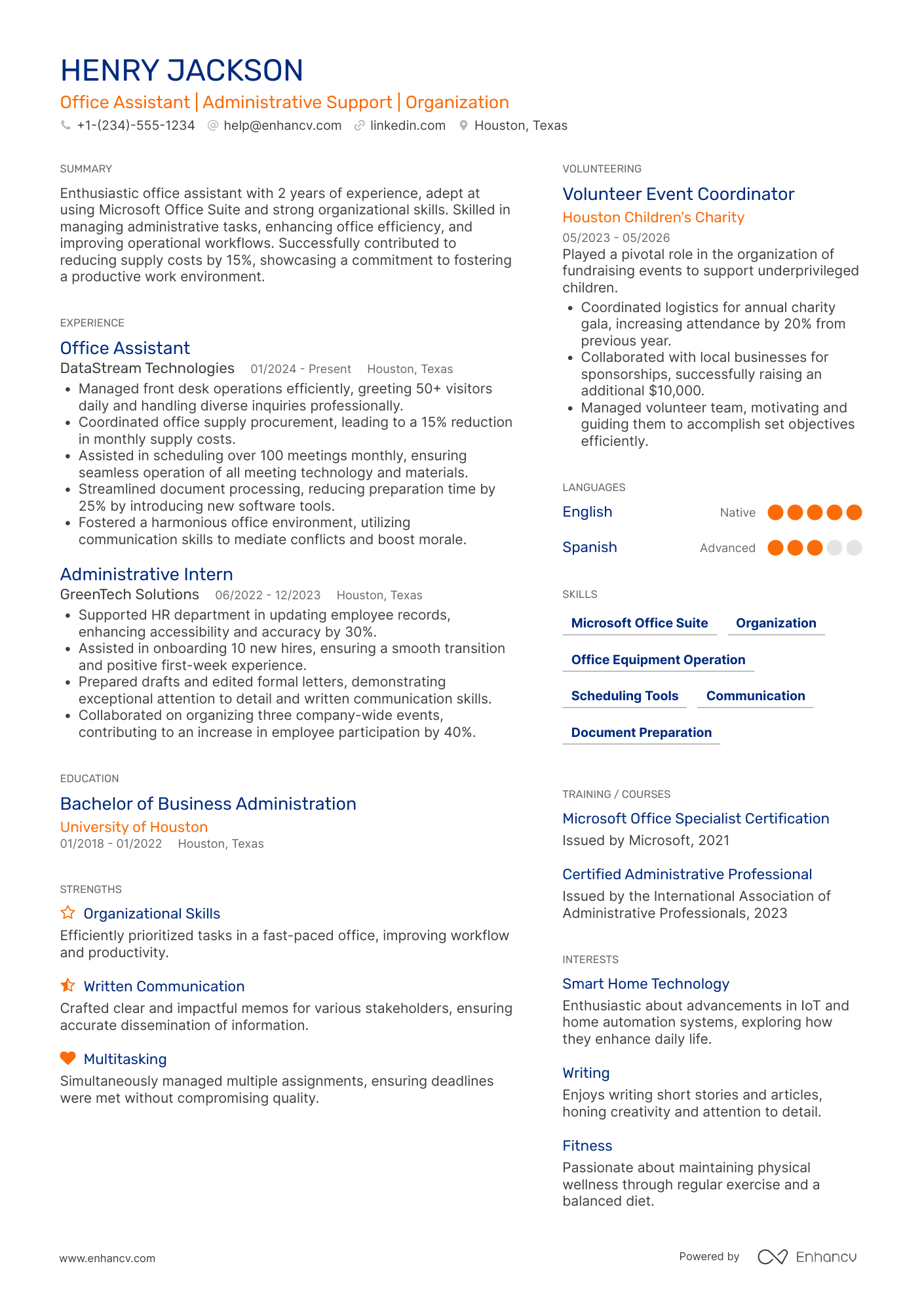 Office Assistant resume example