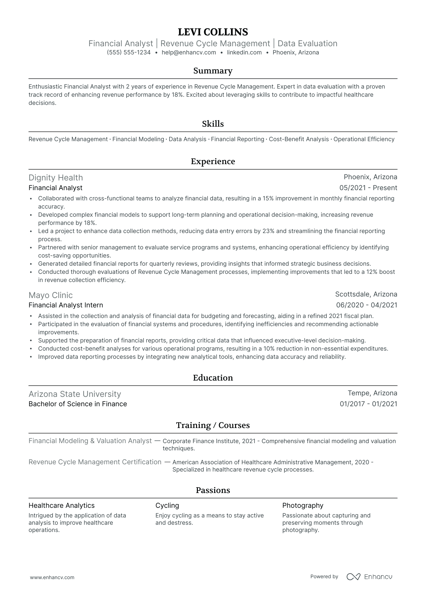 International Financial Analyst resume example