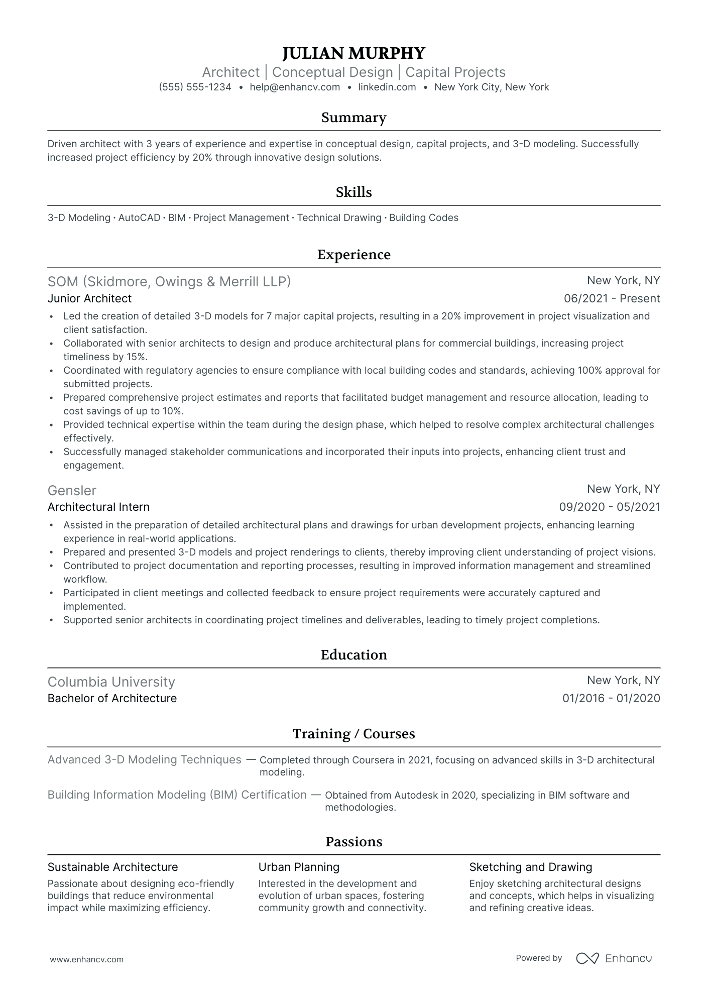 Architectural Designer resume example