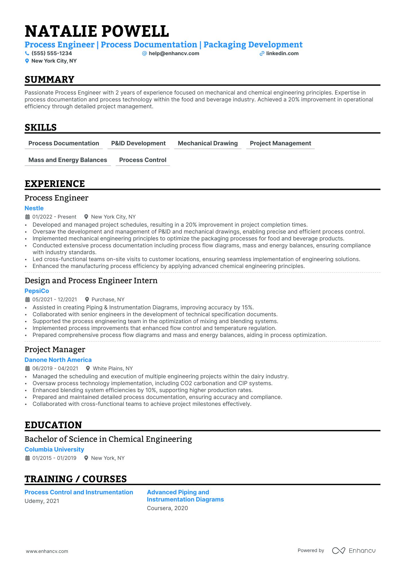 Process Systems Engineer resume example