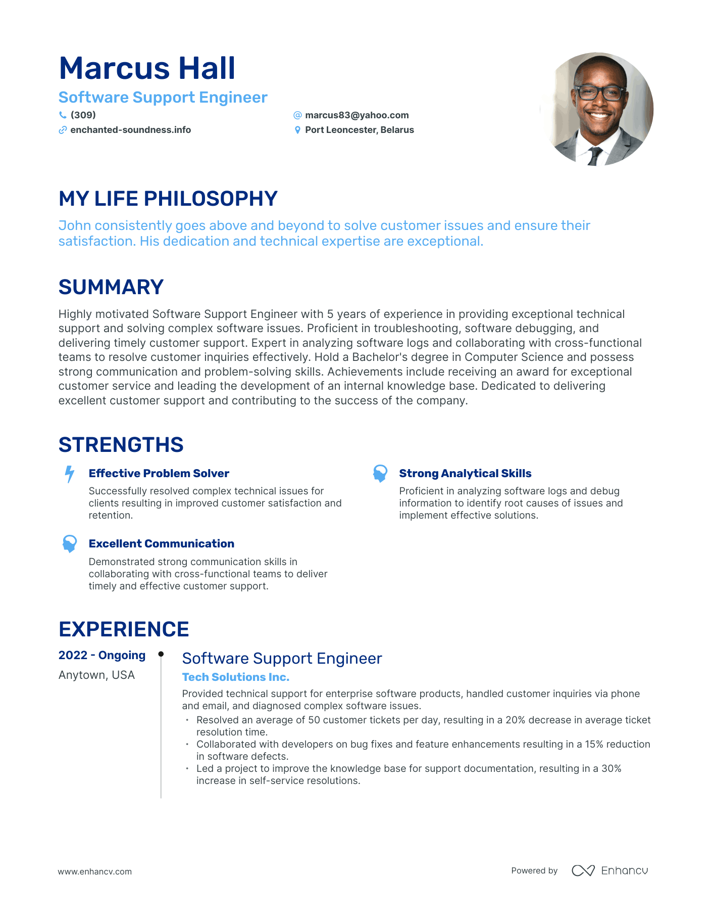 Creative Software Support Engineer Resume Example