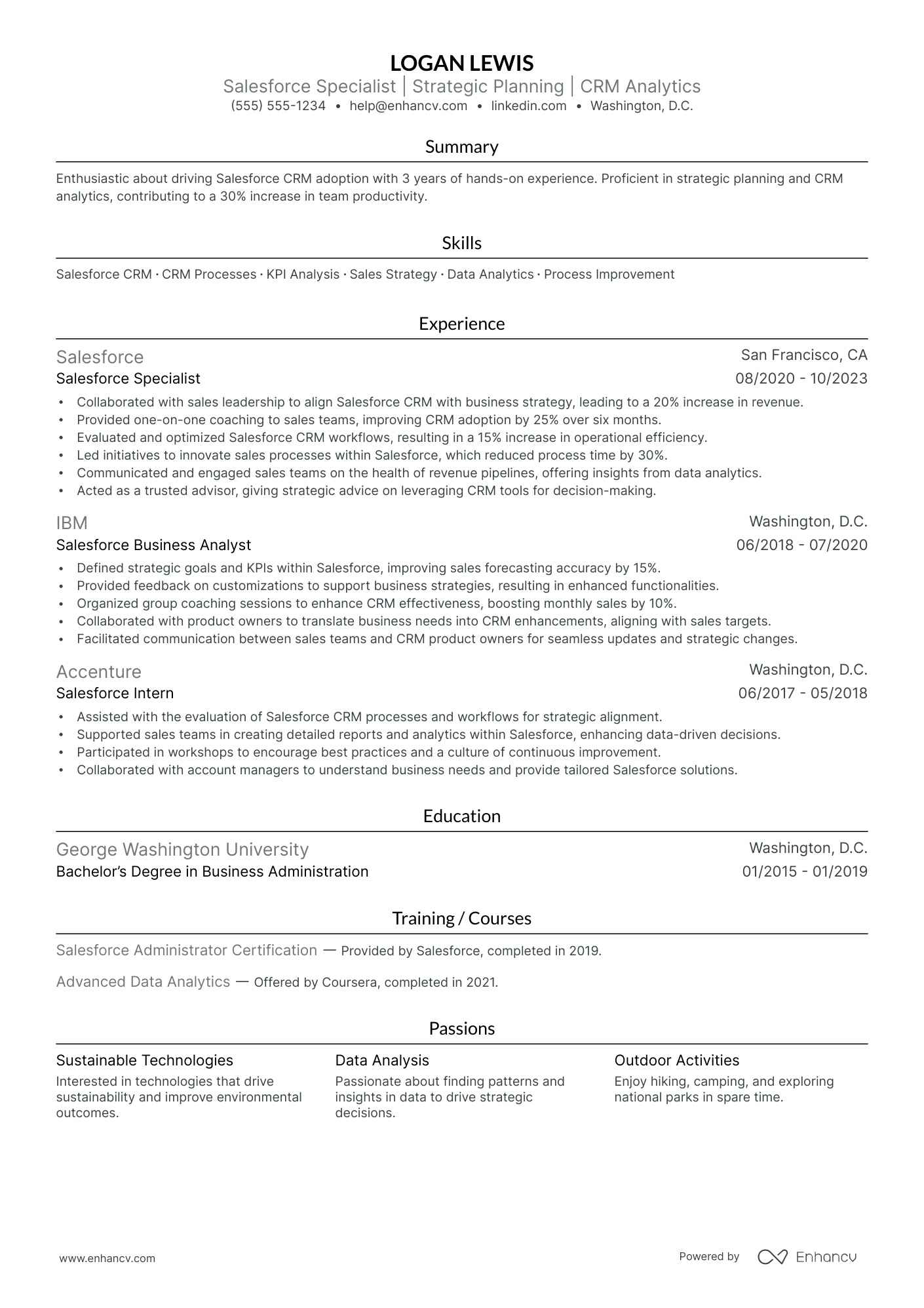 Salesforce CRM Manager resume example