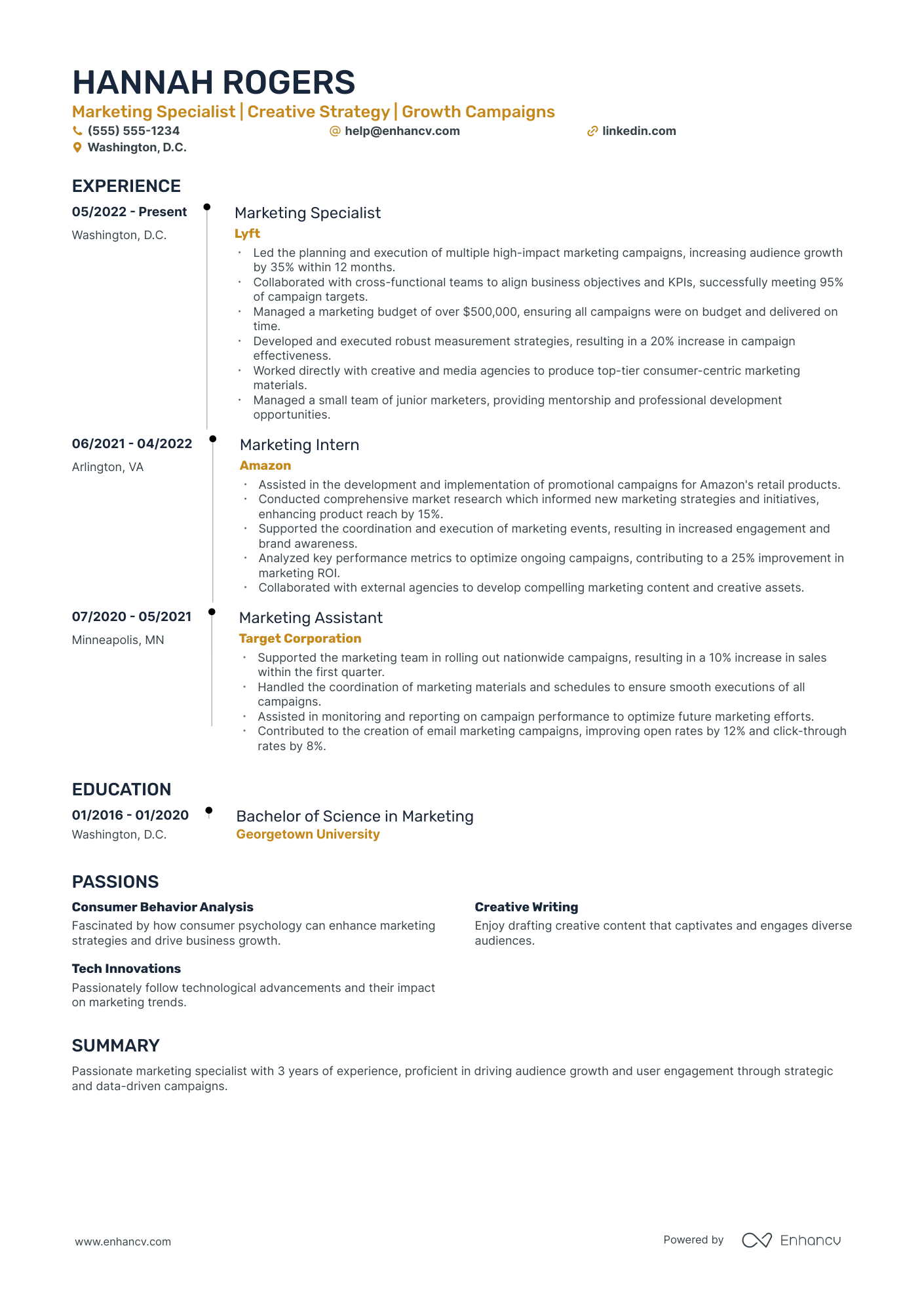 Senior Head of Growth resume example