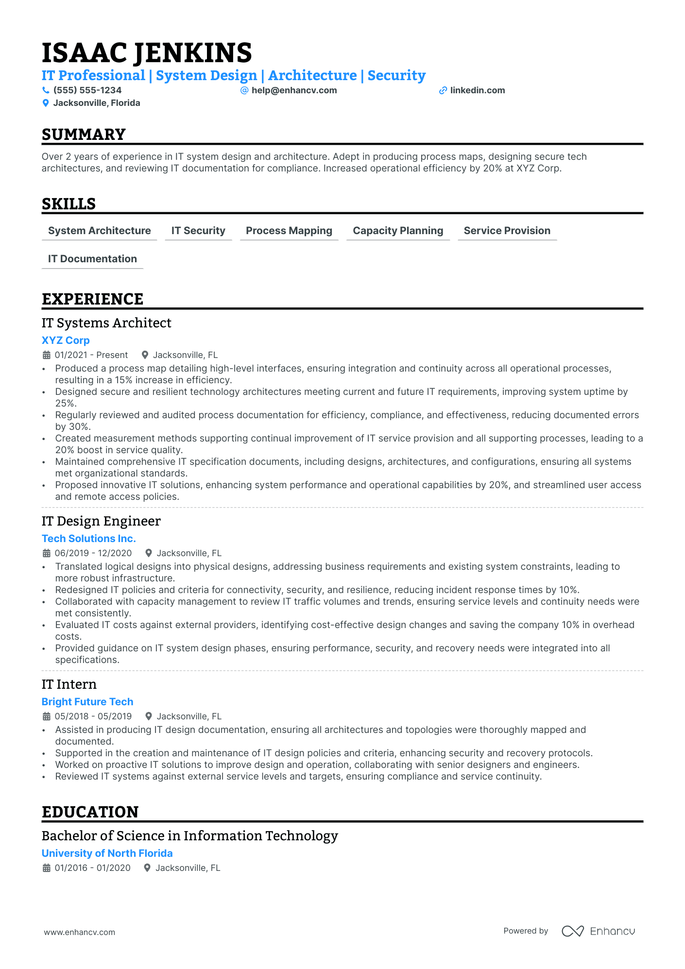 Network Architect resume example