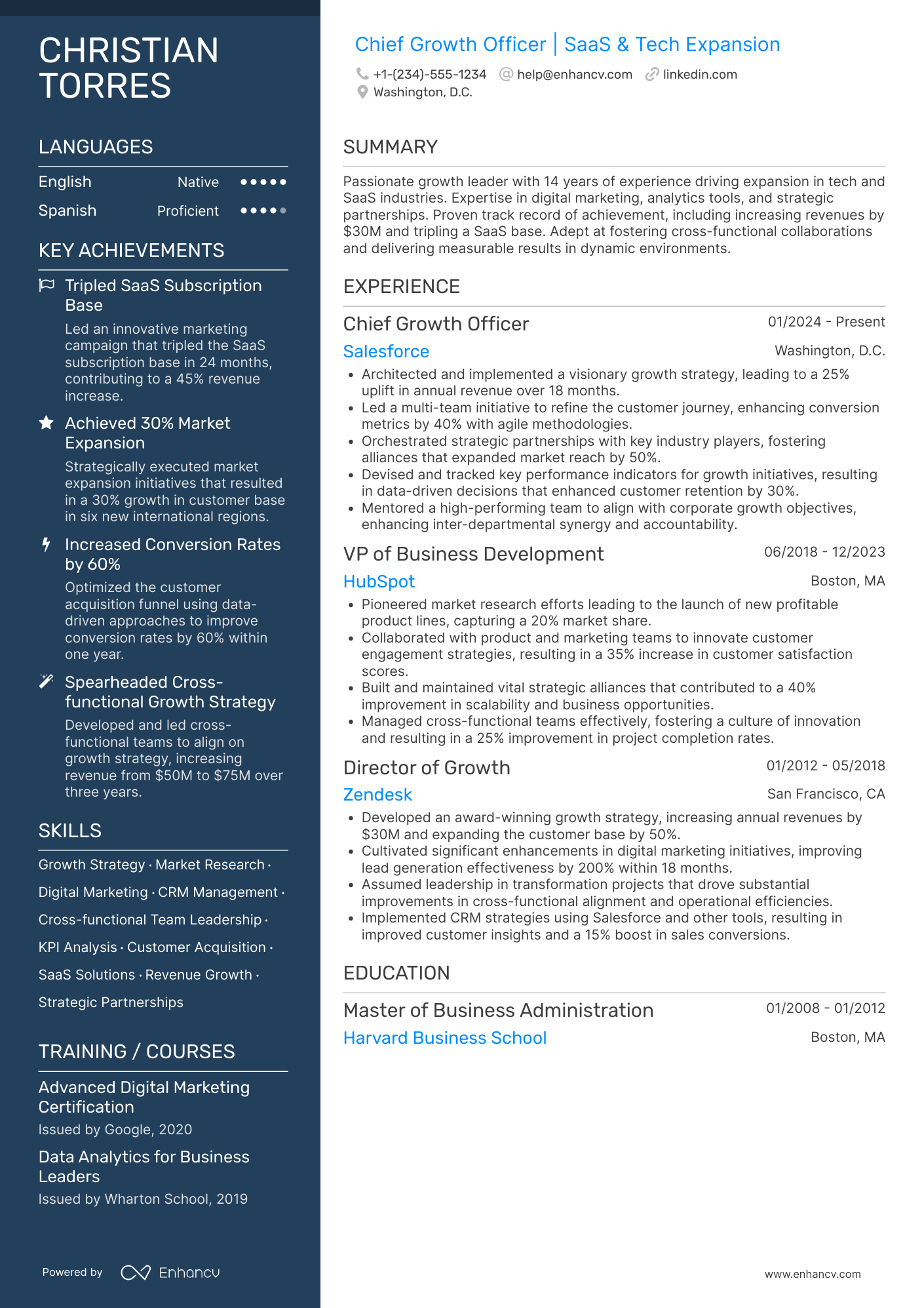 Chief Growth Officer resume example