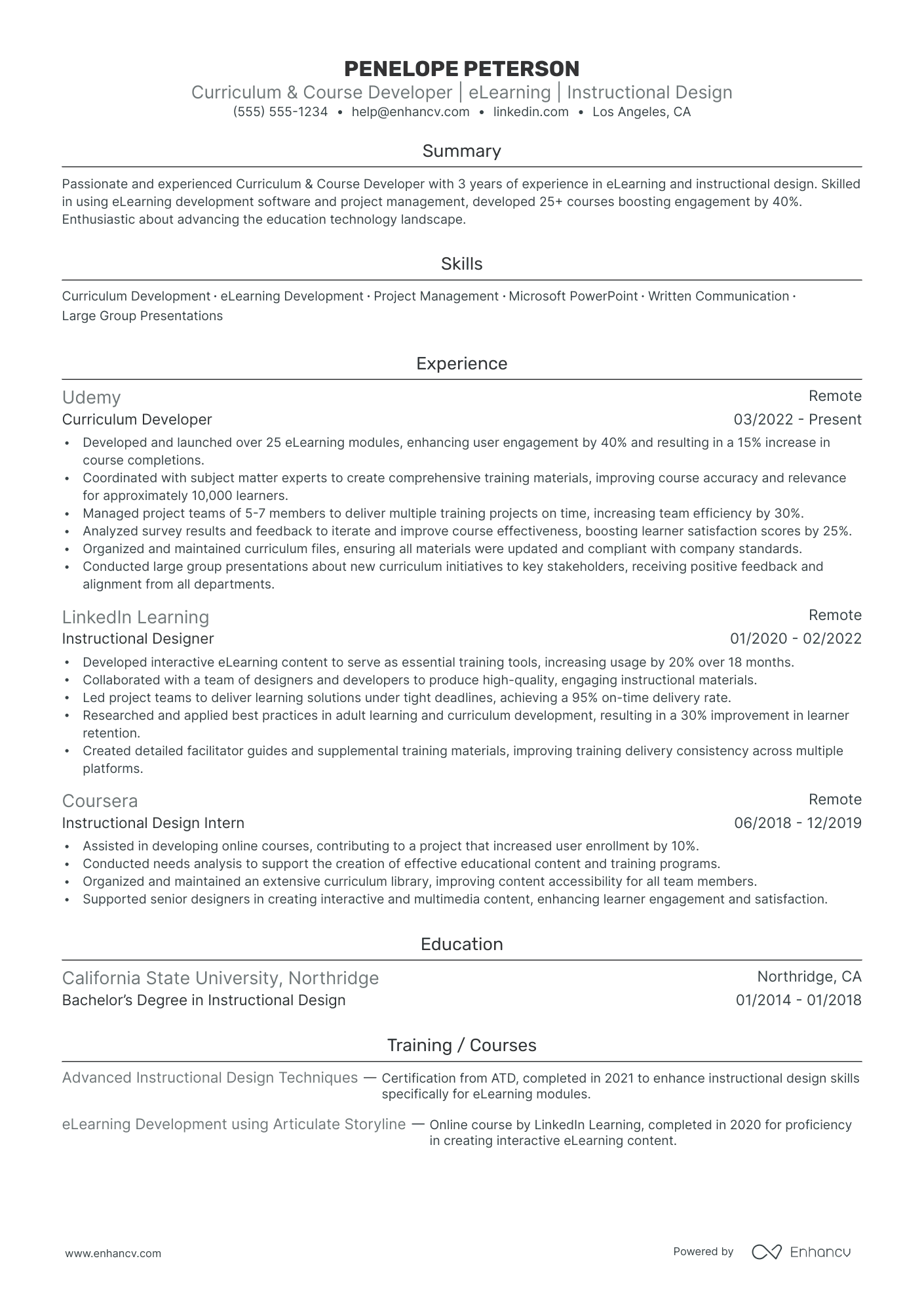 Daycare Curriculum Developer resume example