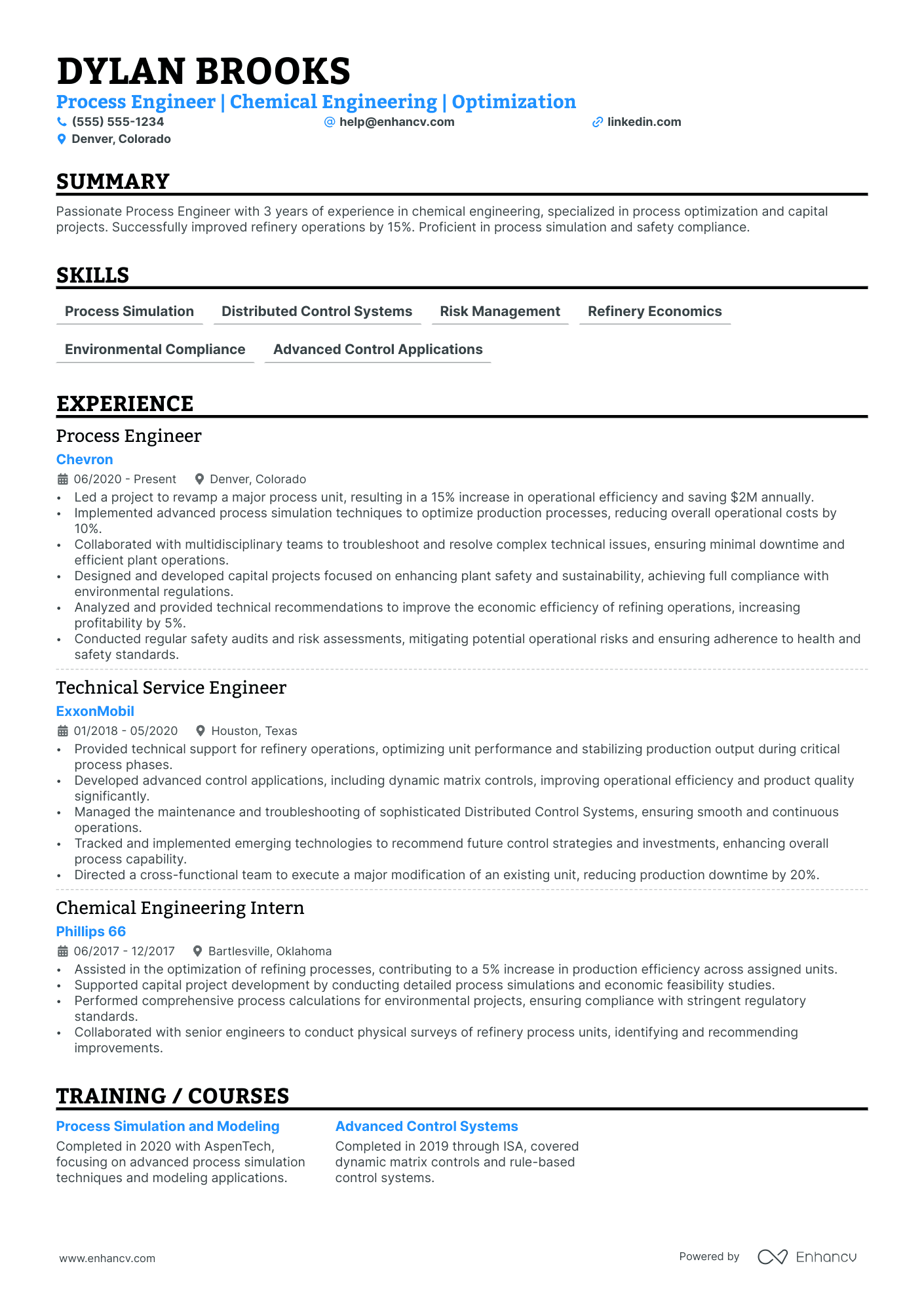 Chemical Engineer resume example