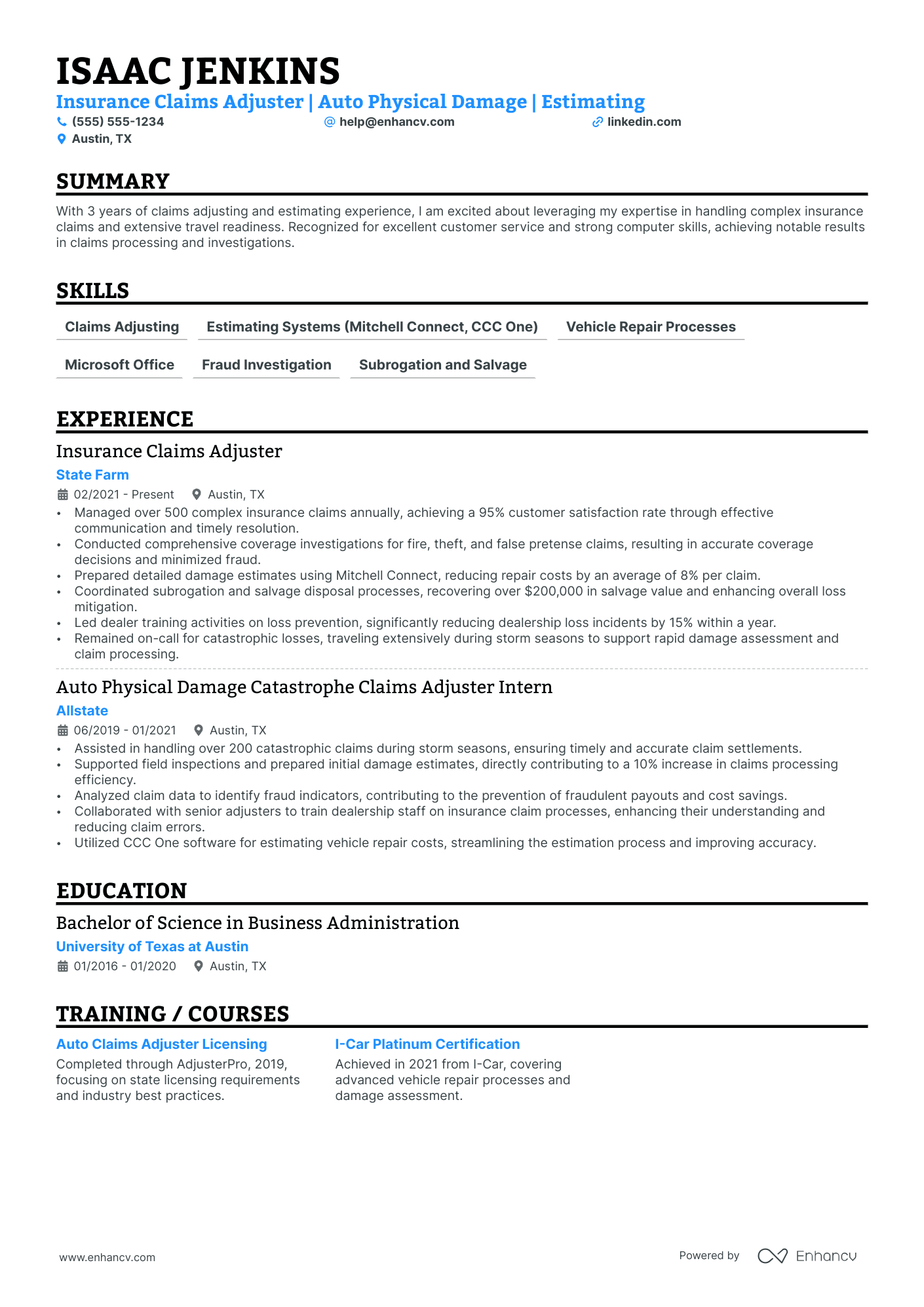 Catastrophe Claim Adjuster Resume Example Resume Example