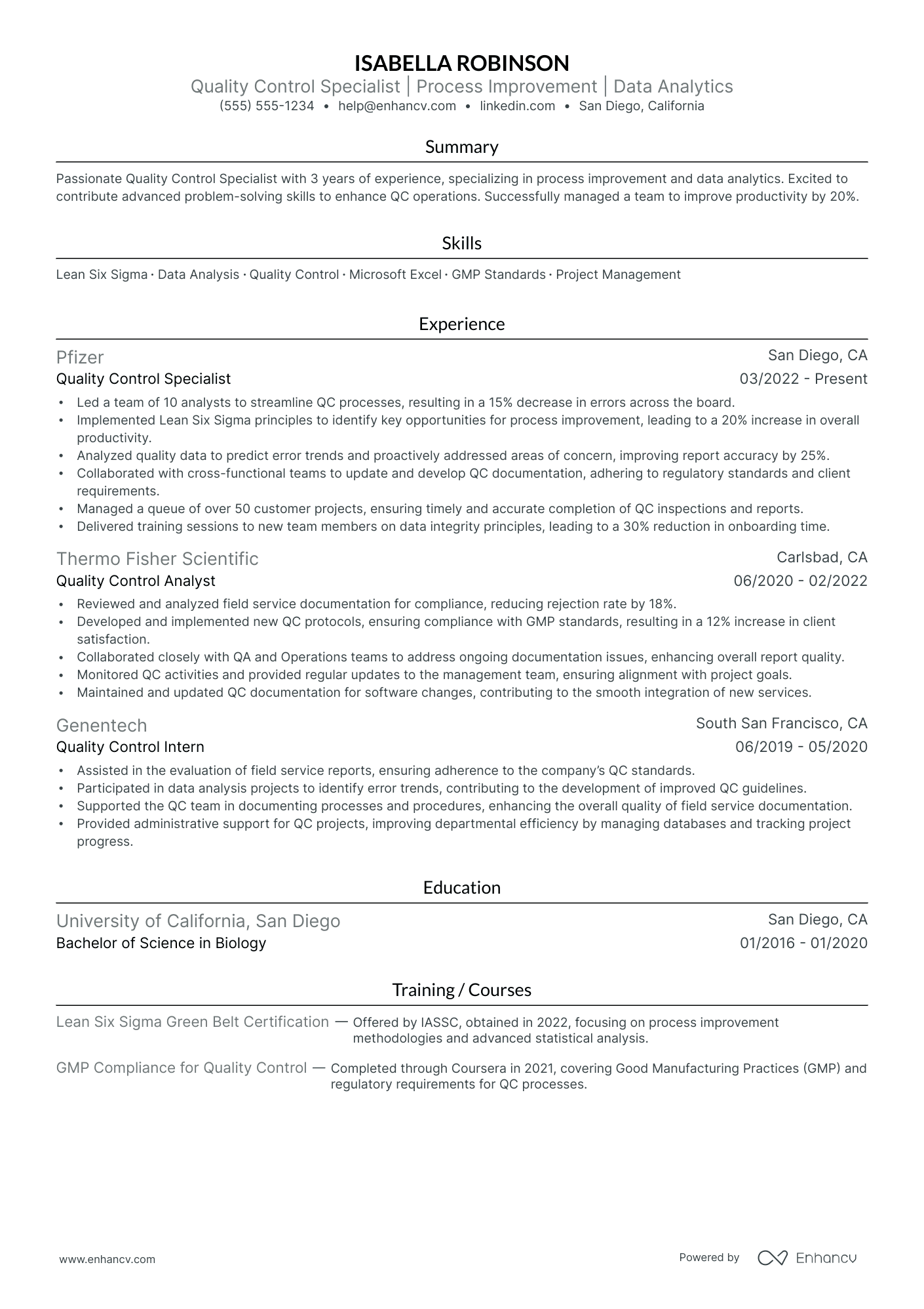 Quality Control Operations Manager Resume Example Resume Example