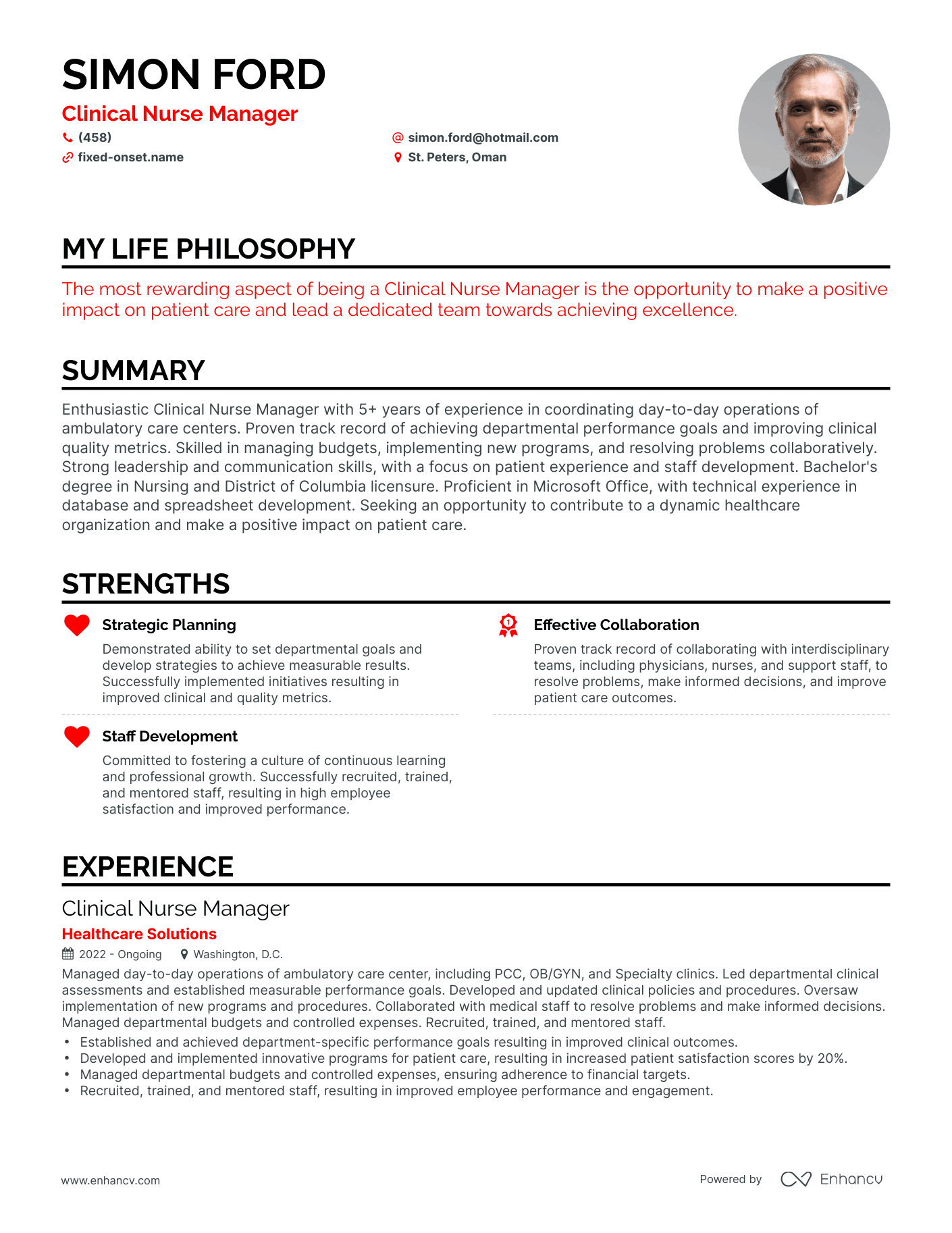 Creative Clinical Nurse Manager Resume Example