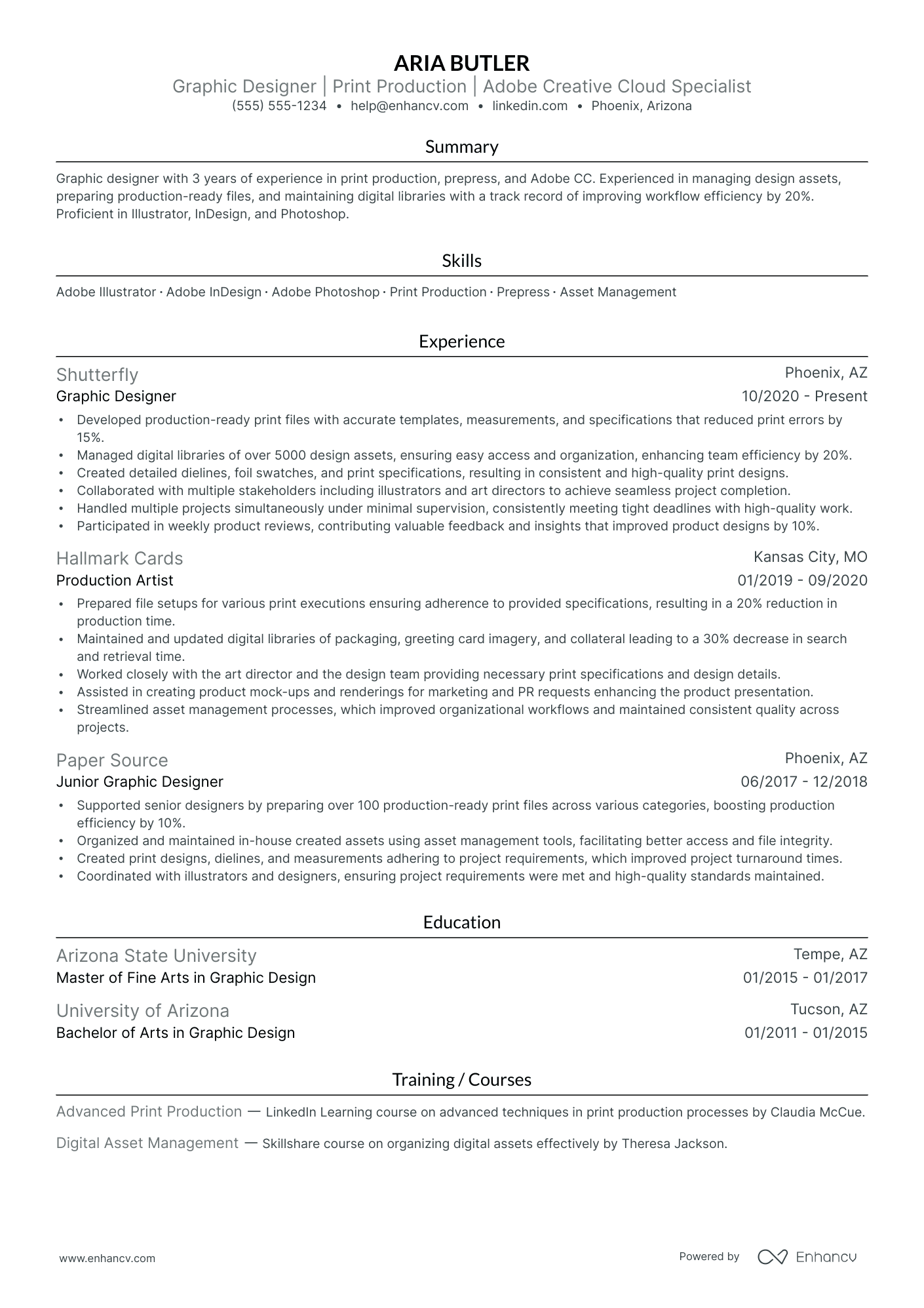 Junior Graphic Designer resume example