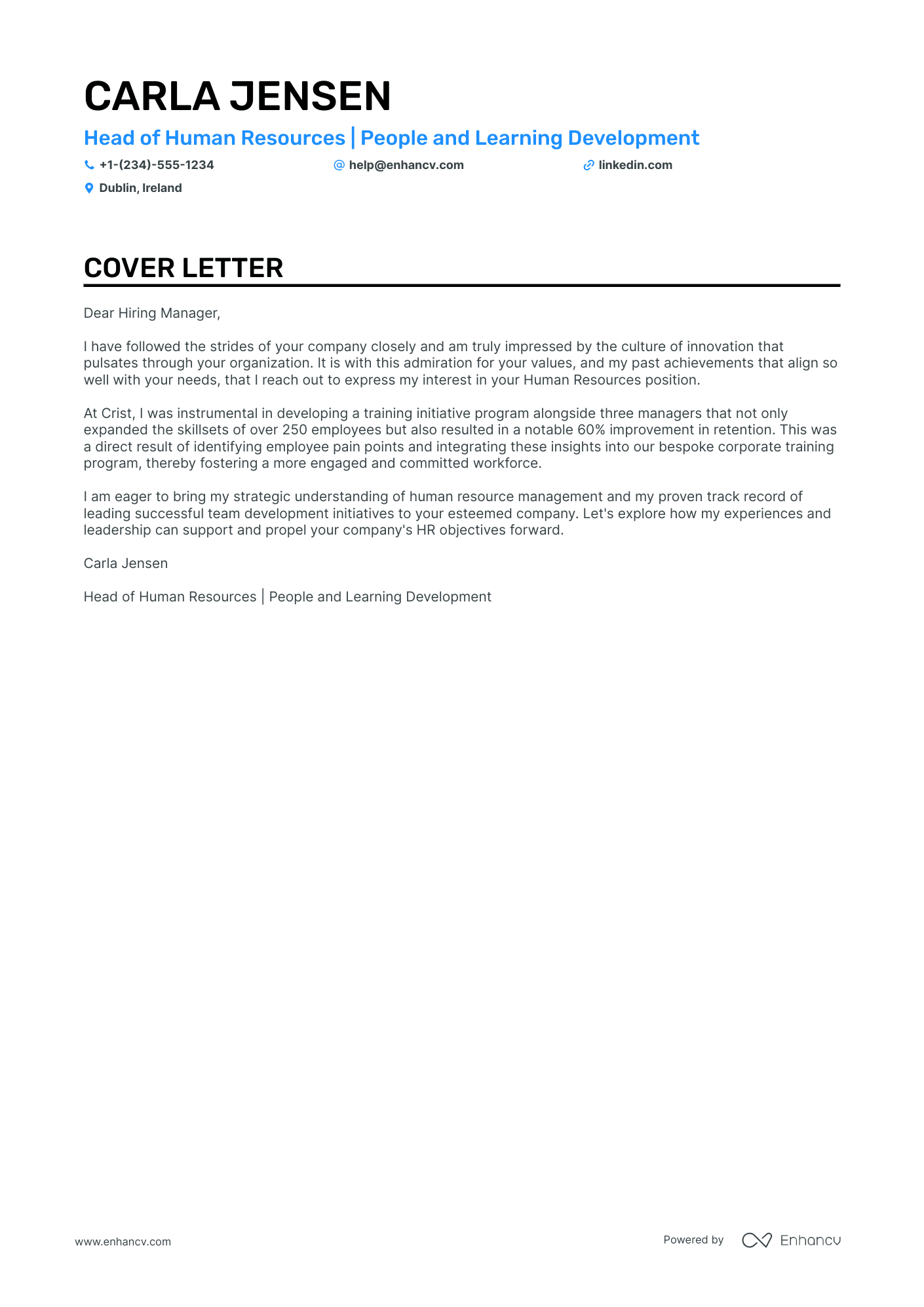 HR Manager cover letter