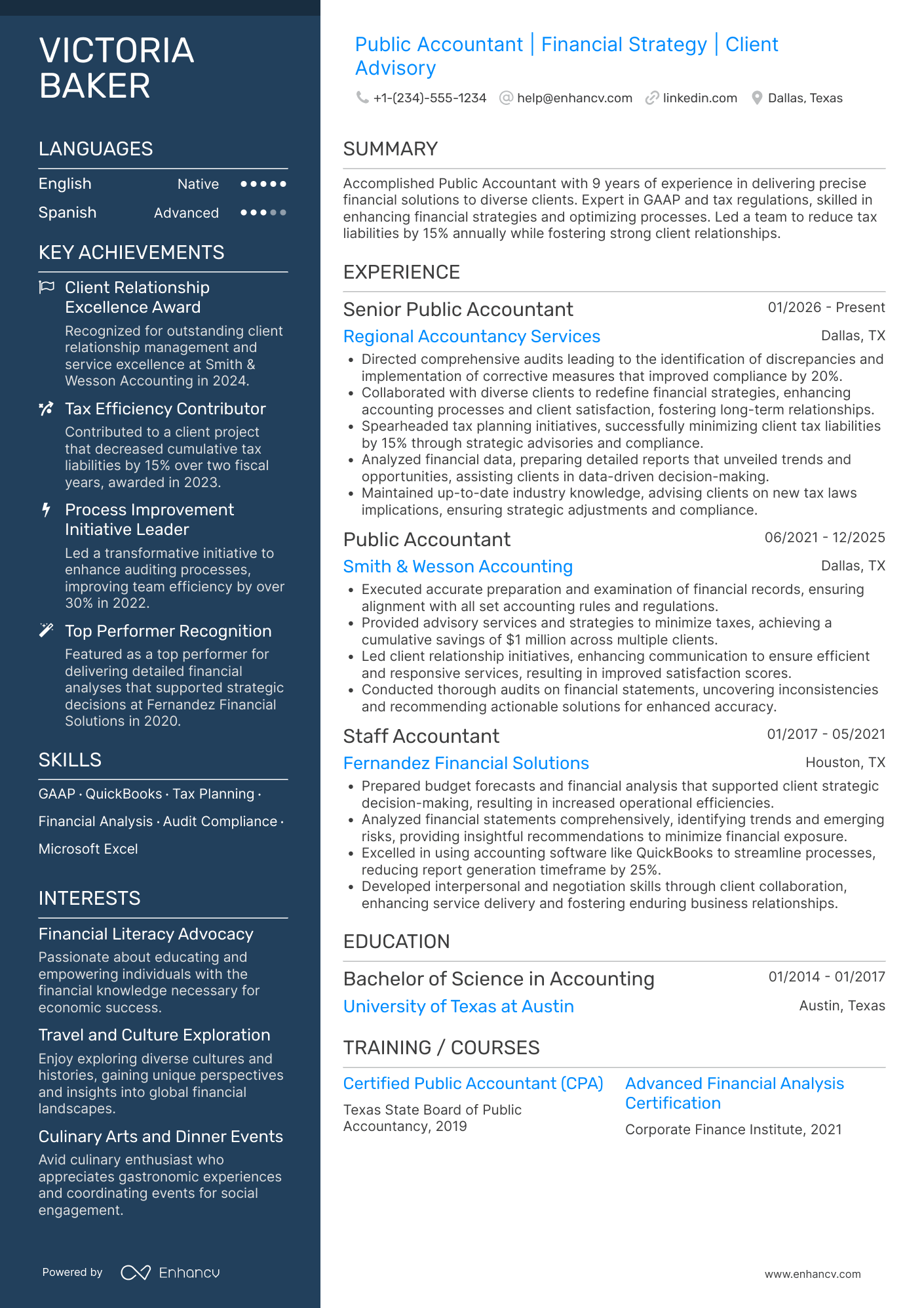 Public Accounting resume example