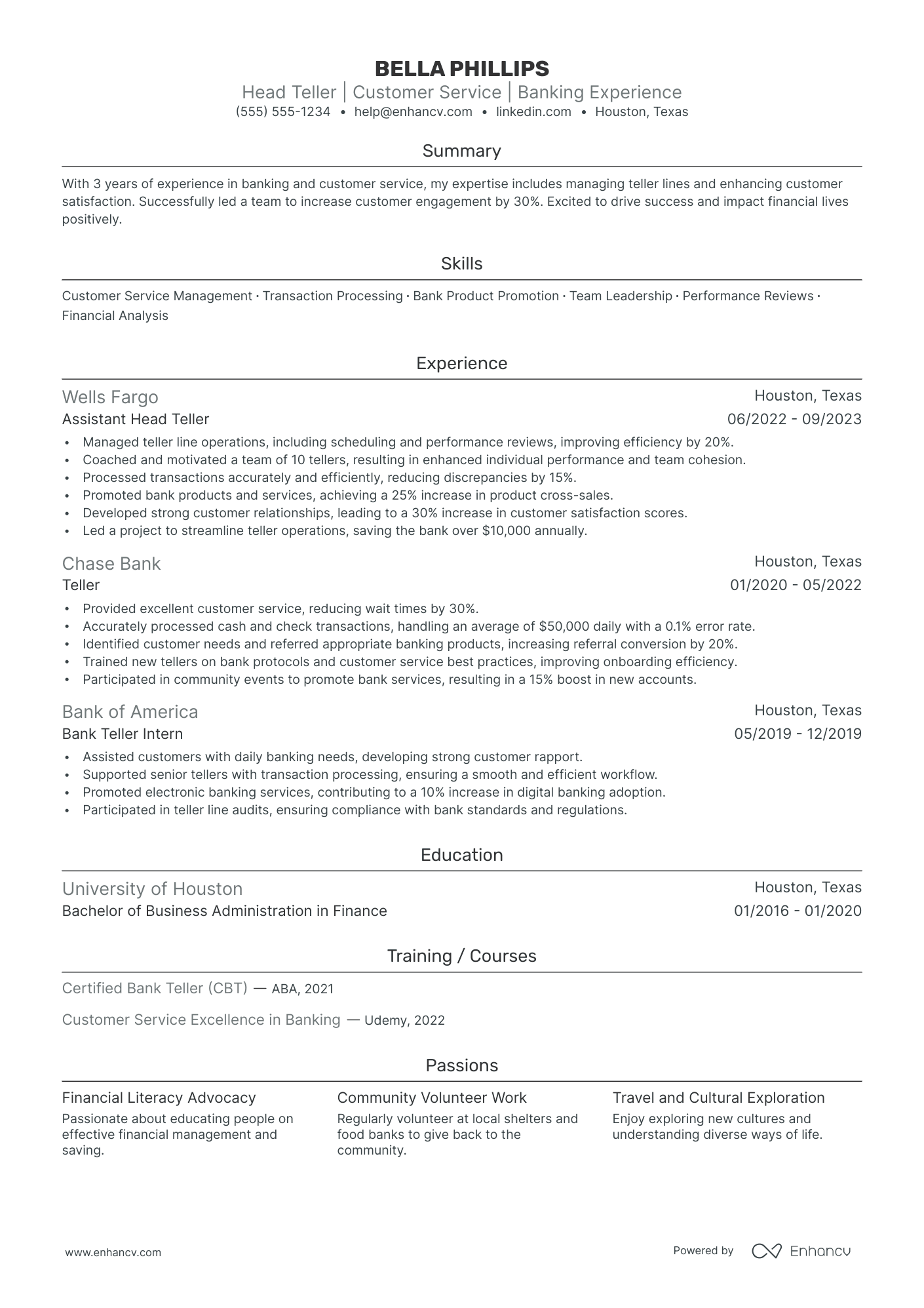 Head Bank Teller Resume Example Resume Example