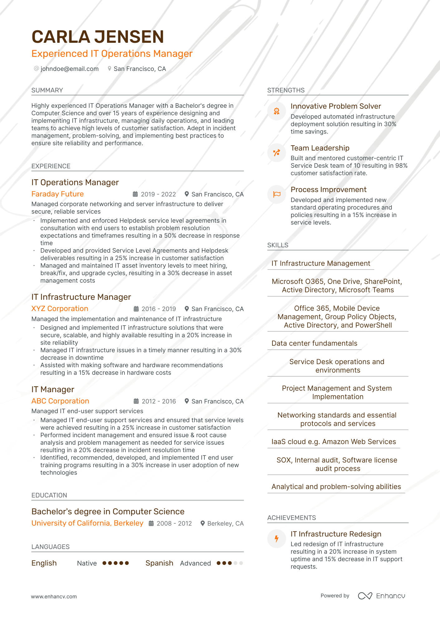 it operations manager resume example