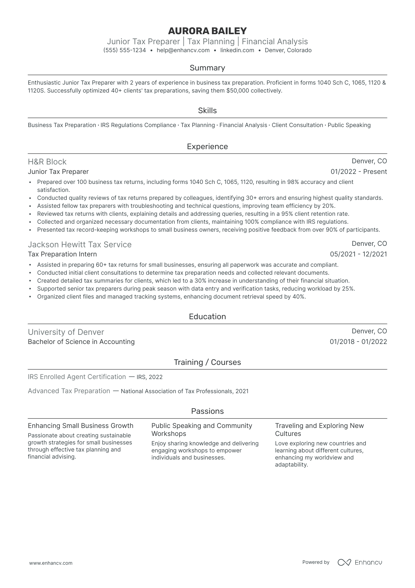 Business Tax Preparer Resume Example Resume Example