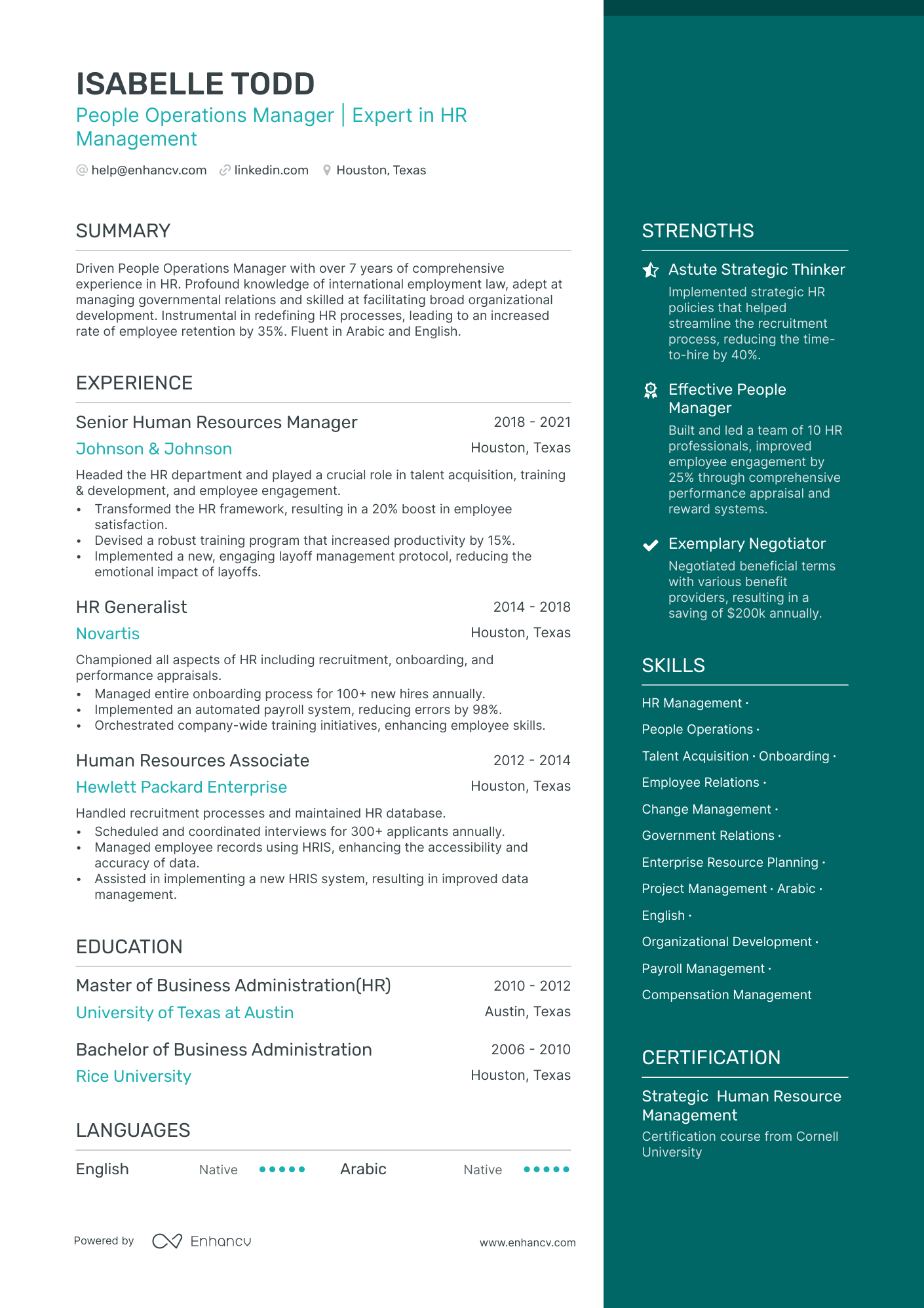 People Operations Manager resume example