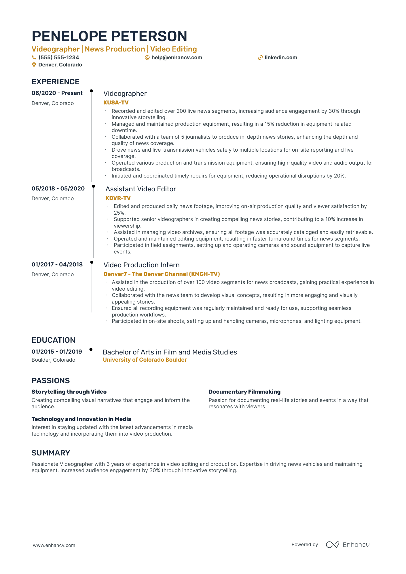 Freelance Videographer Resume Example Resume Example