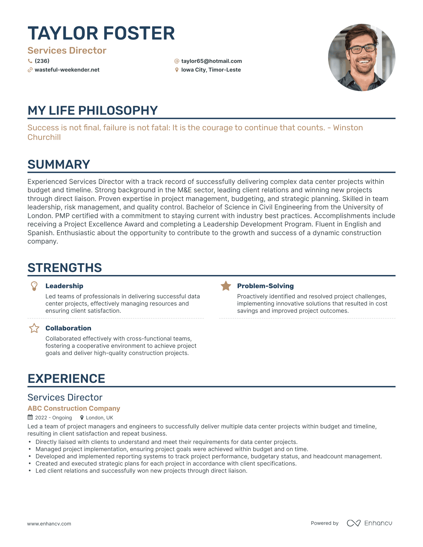 Creative Services Director Resume Example