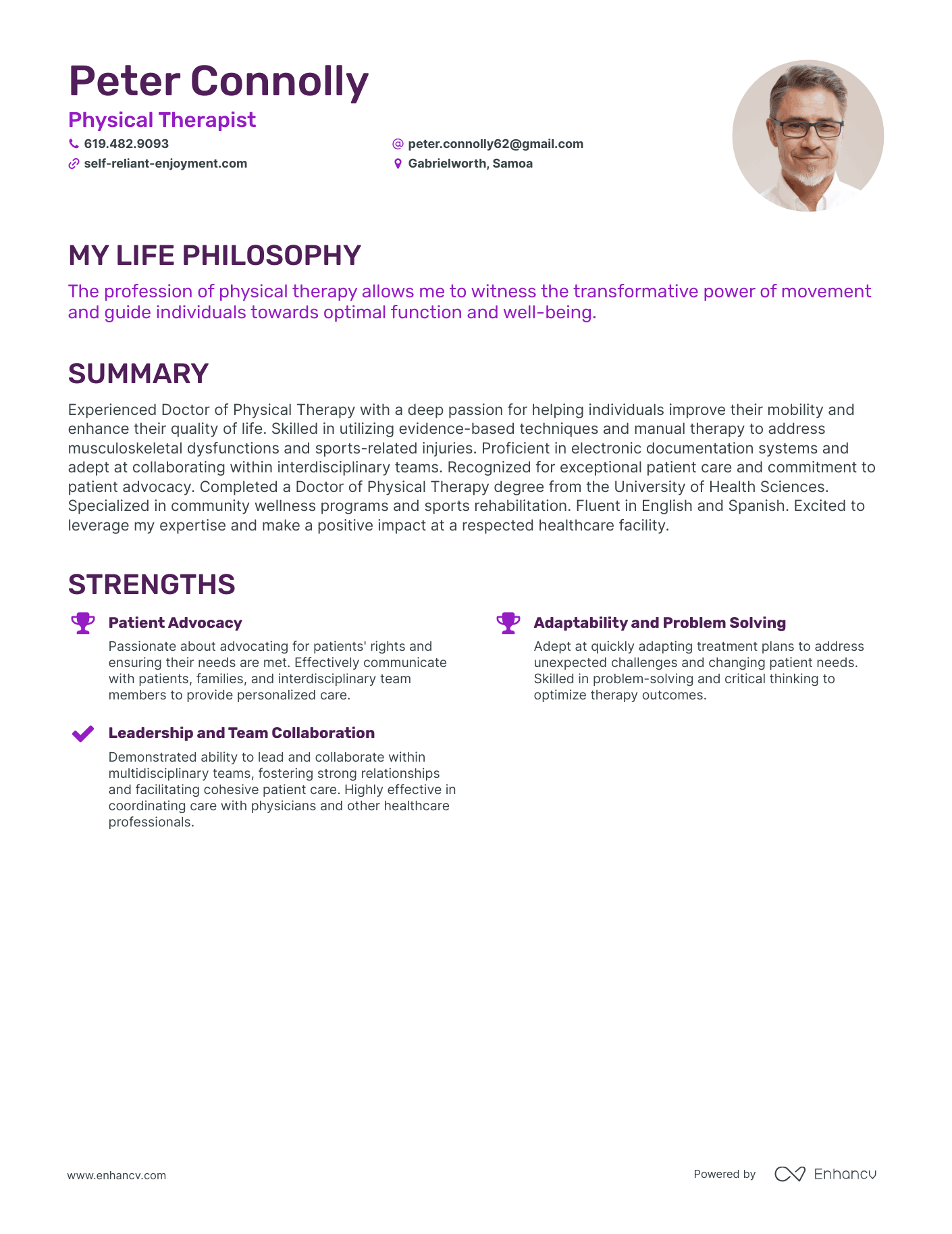 Creative Physical Therapist Resume Example