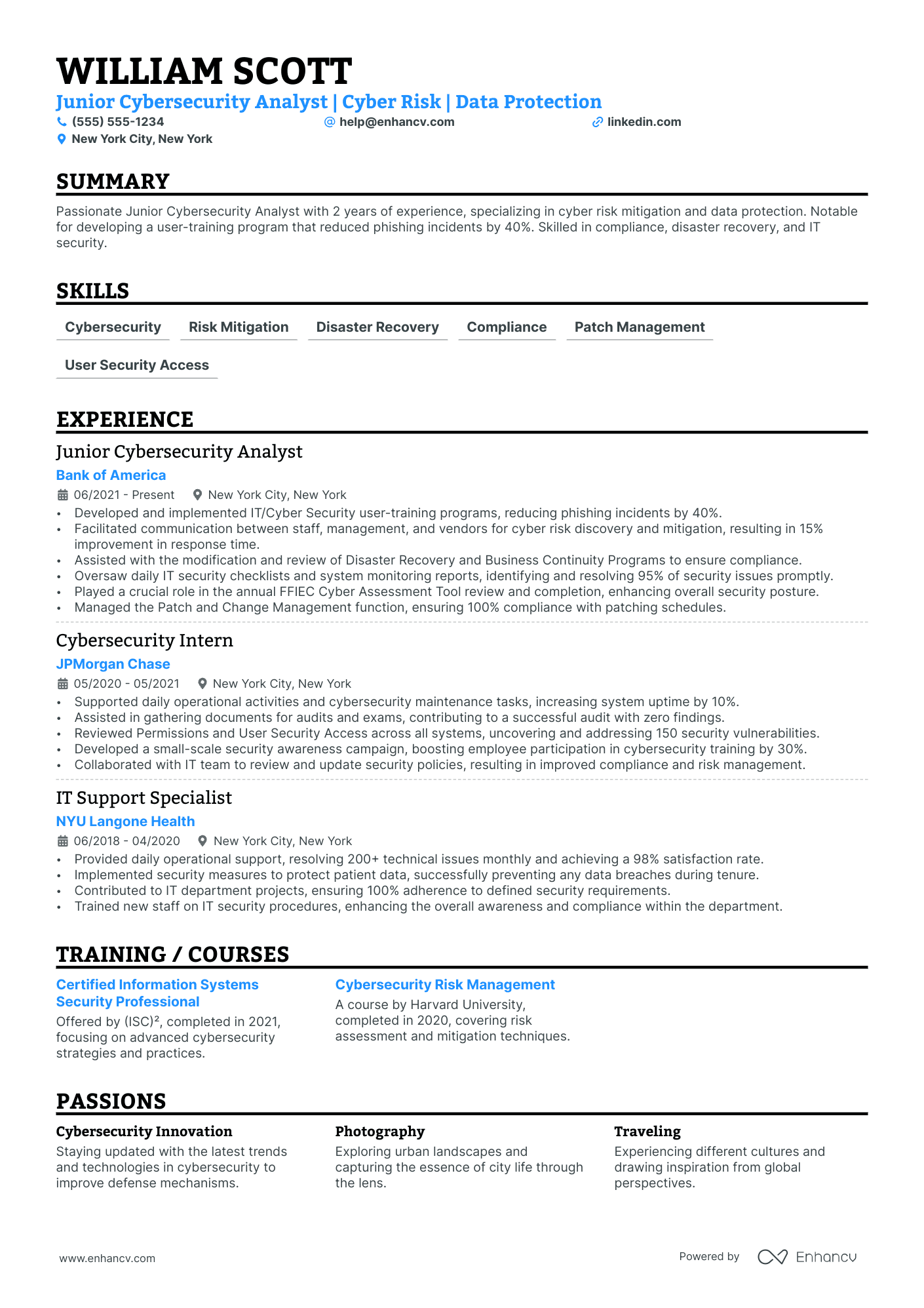 Information Security Analyst resume example