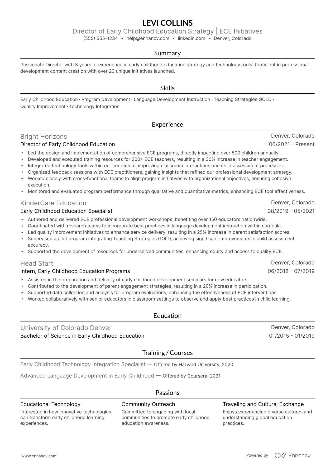 Early Childhood Education Director Resume Example Resume Example