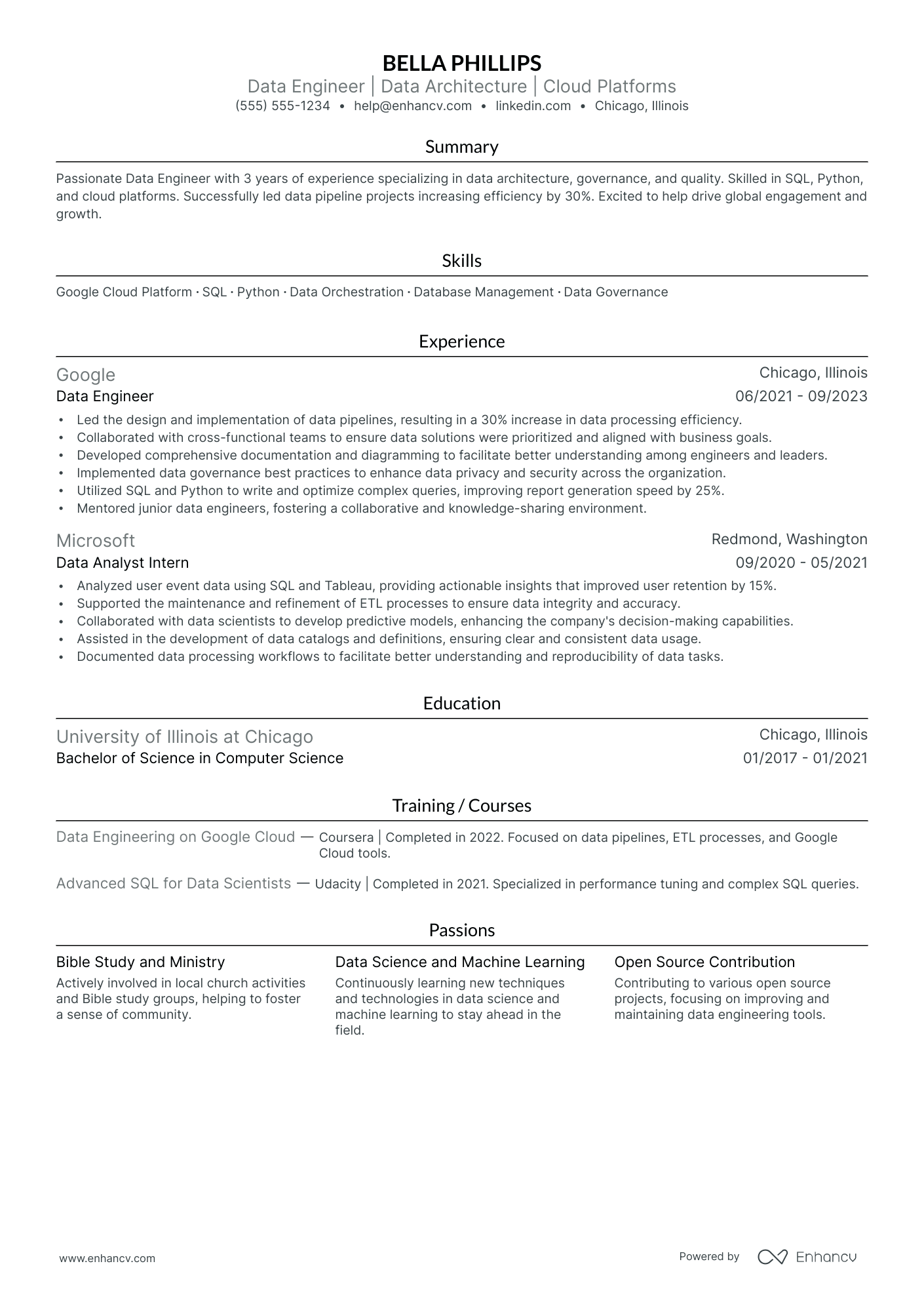 Data Warehouse Engineer resume example