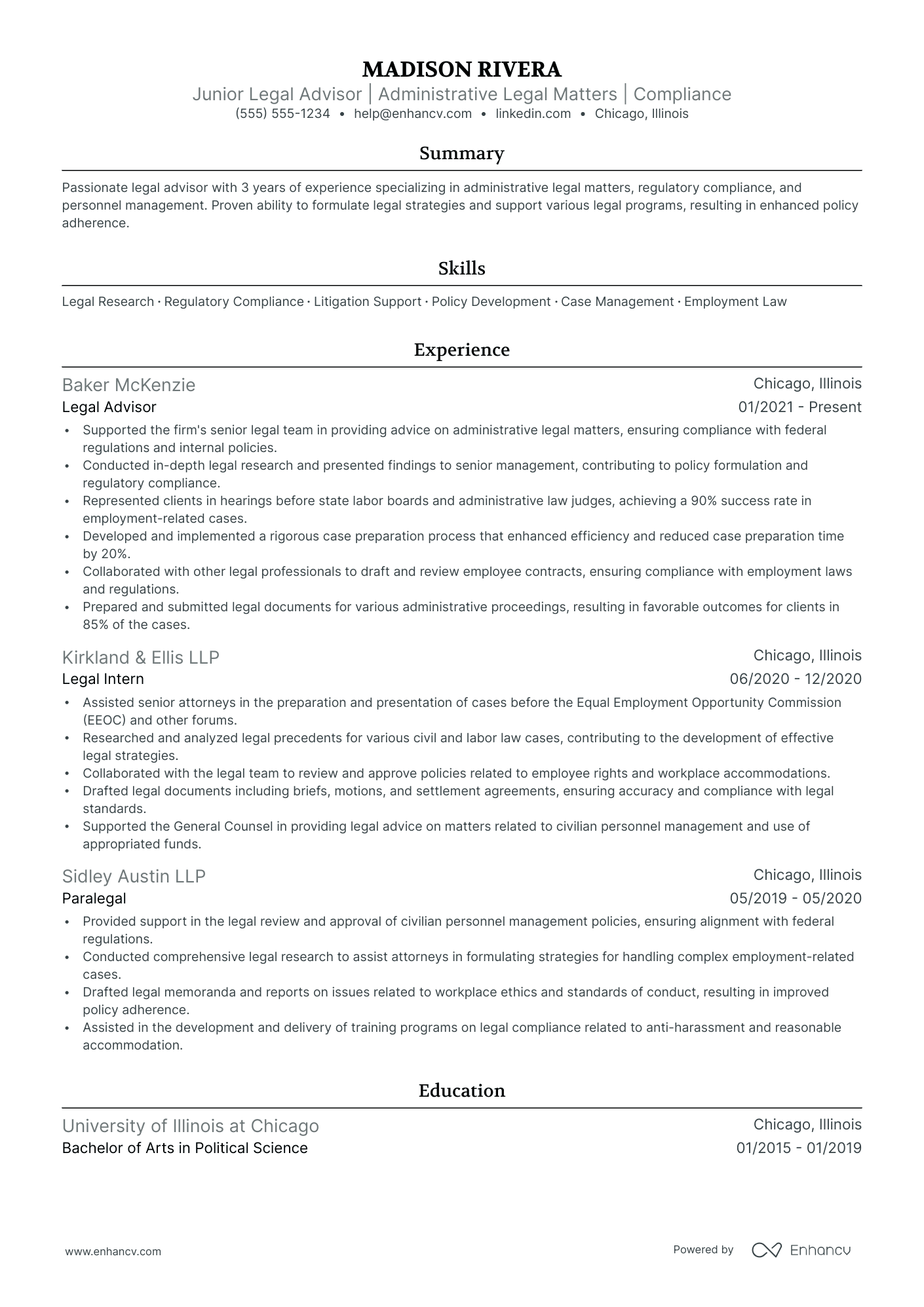 Environmental Law Attorney resume example