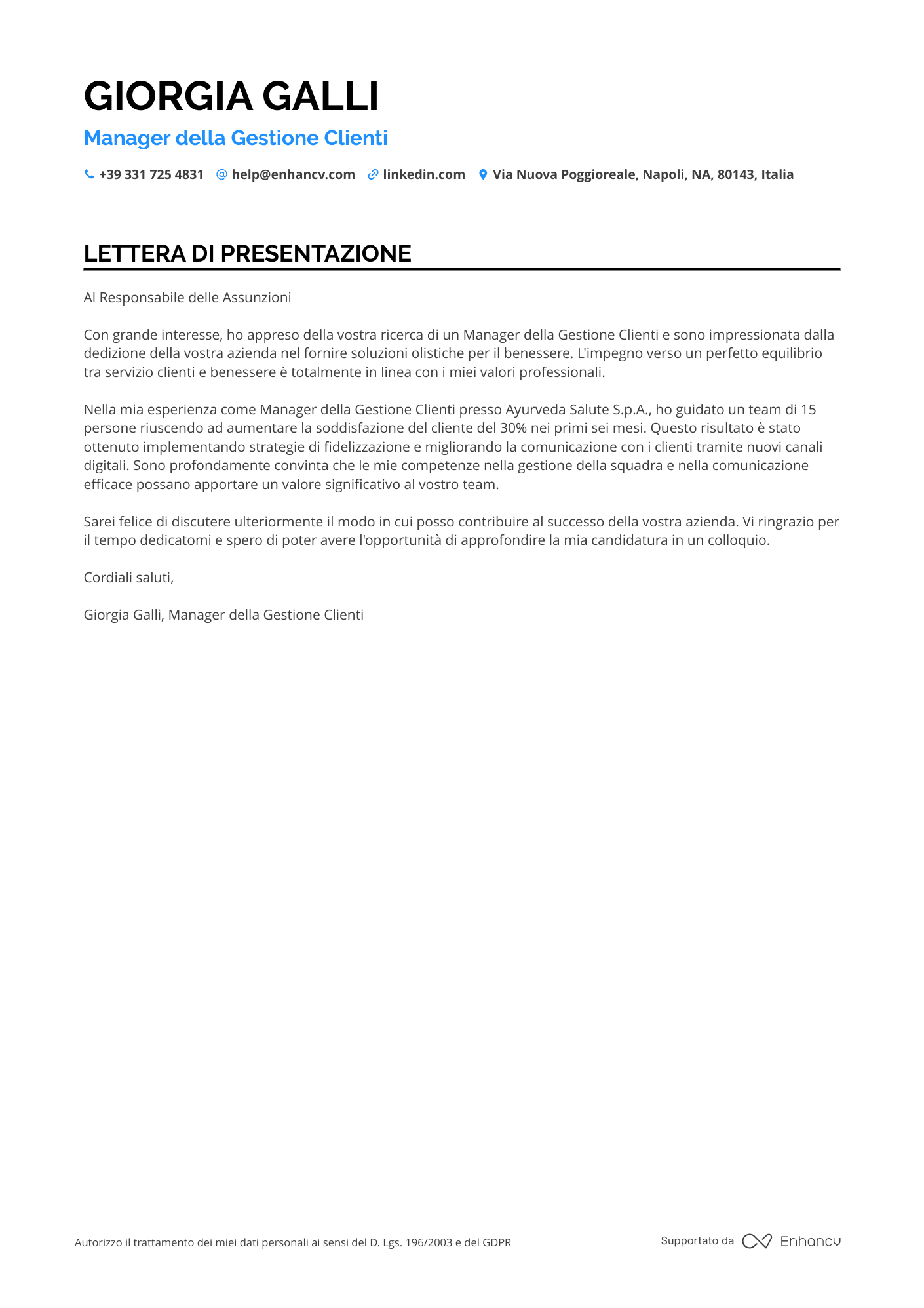 Medico Lettera di presentazione