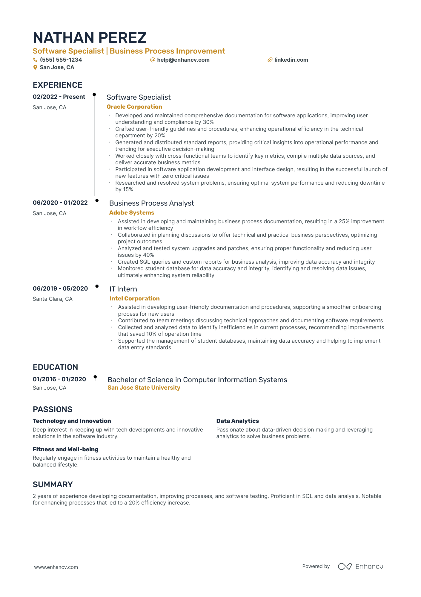 Business Process Analyst resume example