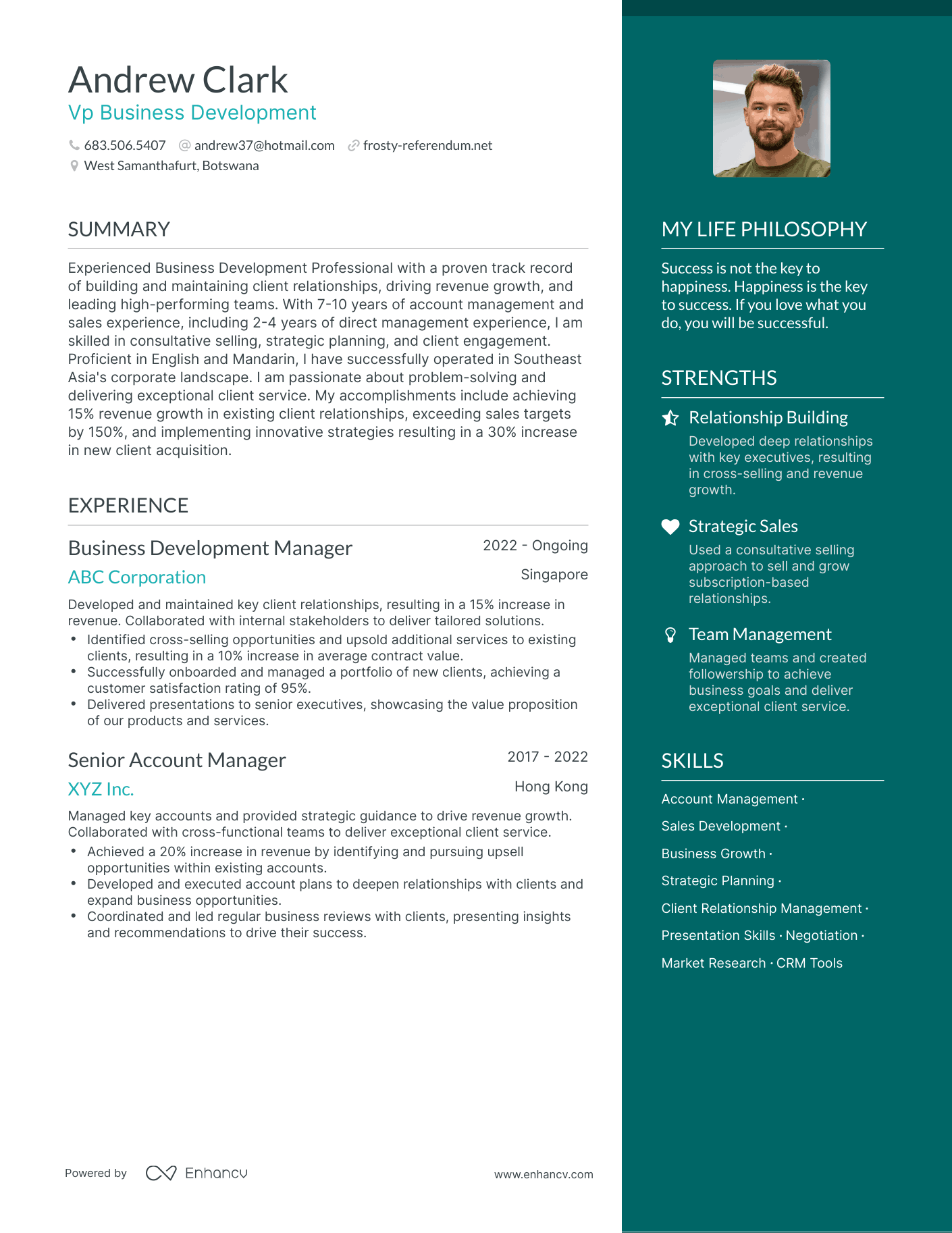 Vp Business Development resume example
