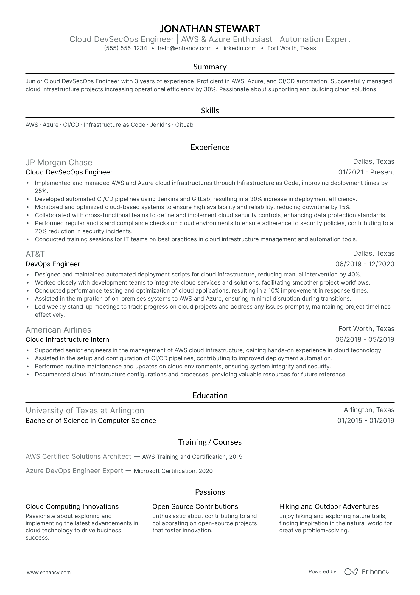 Cloud Engineer resume example