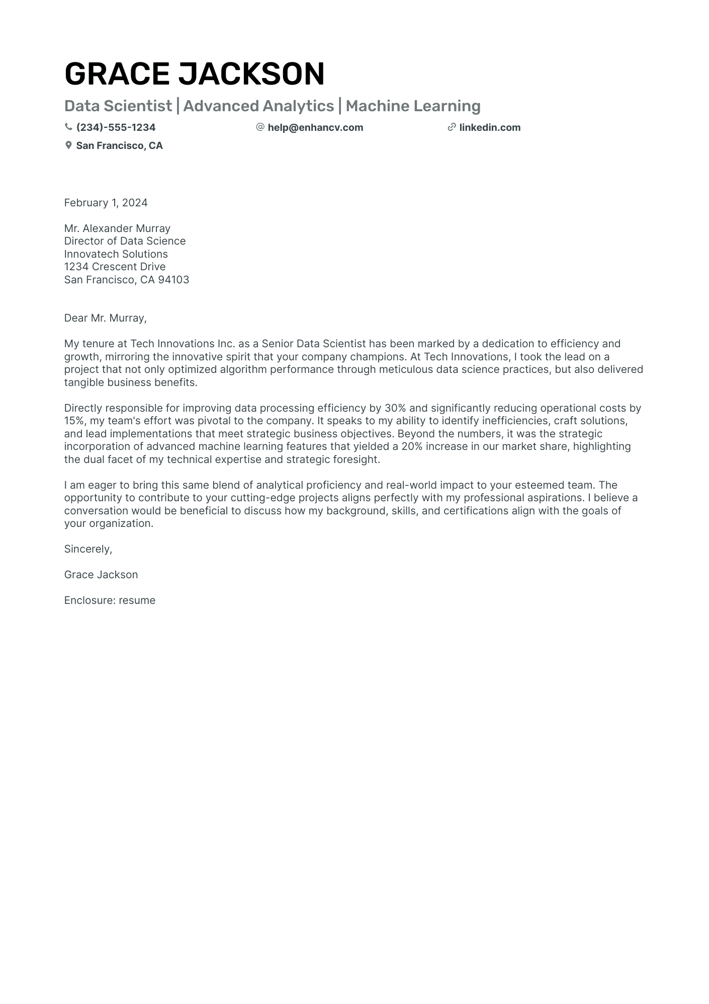 Python Data Scientist cover letter