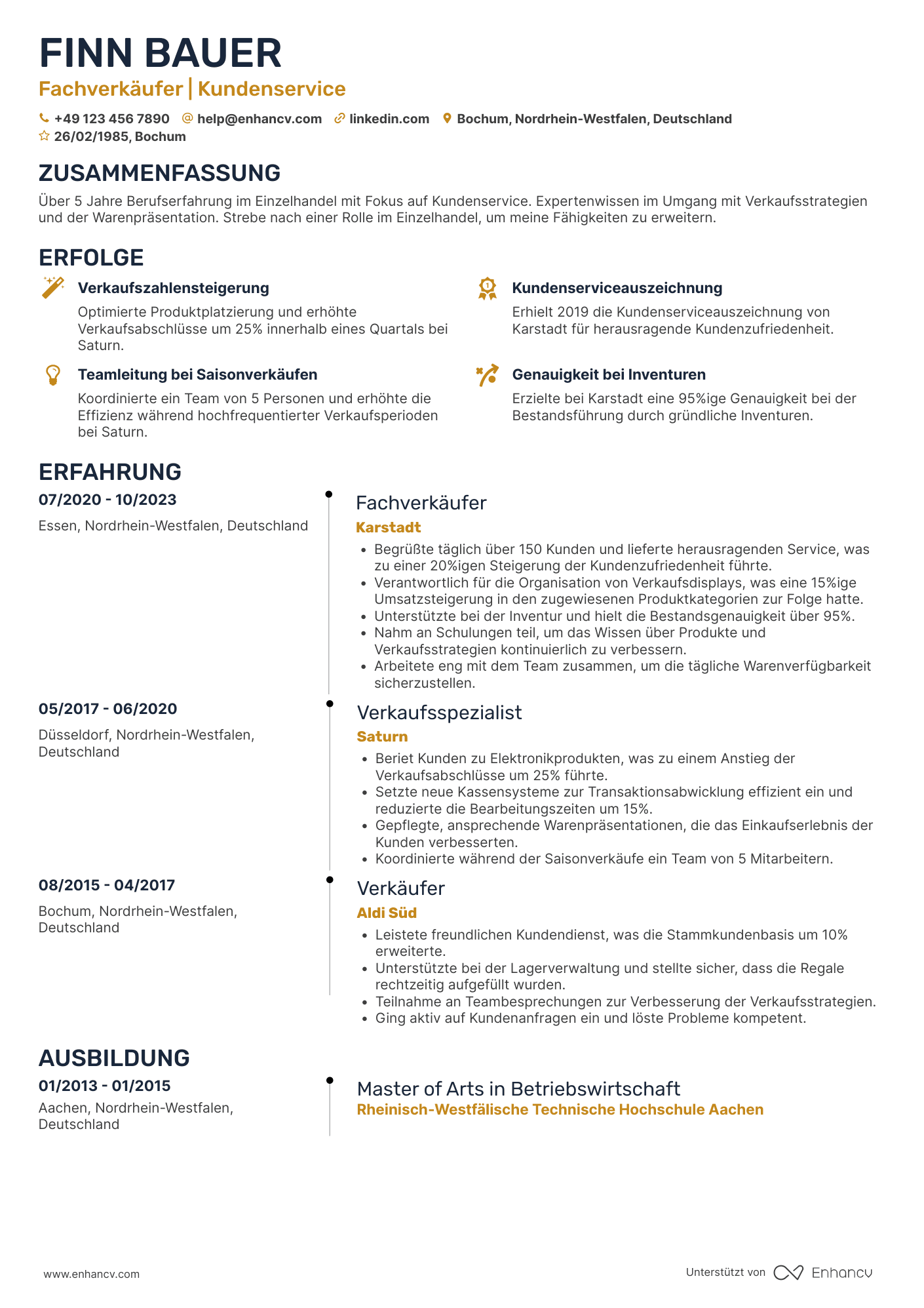 Verkäuferin CV