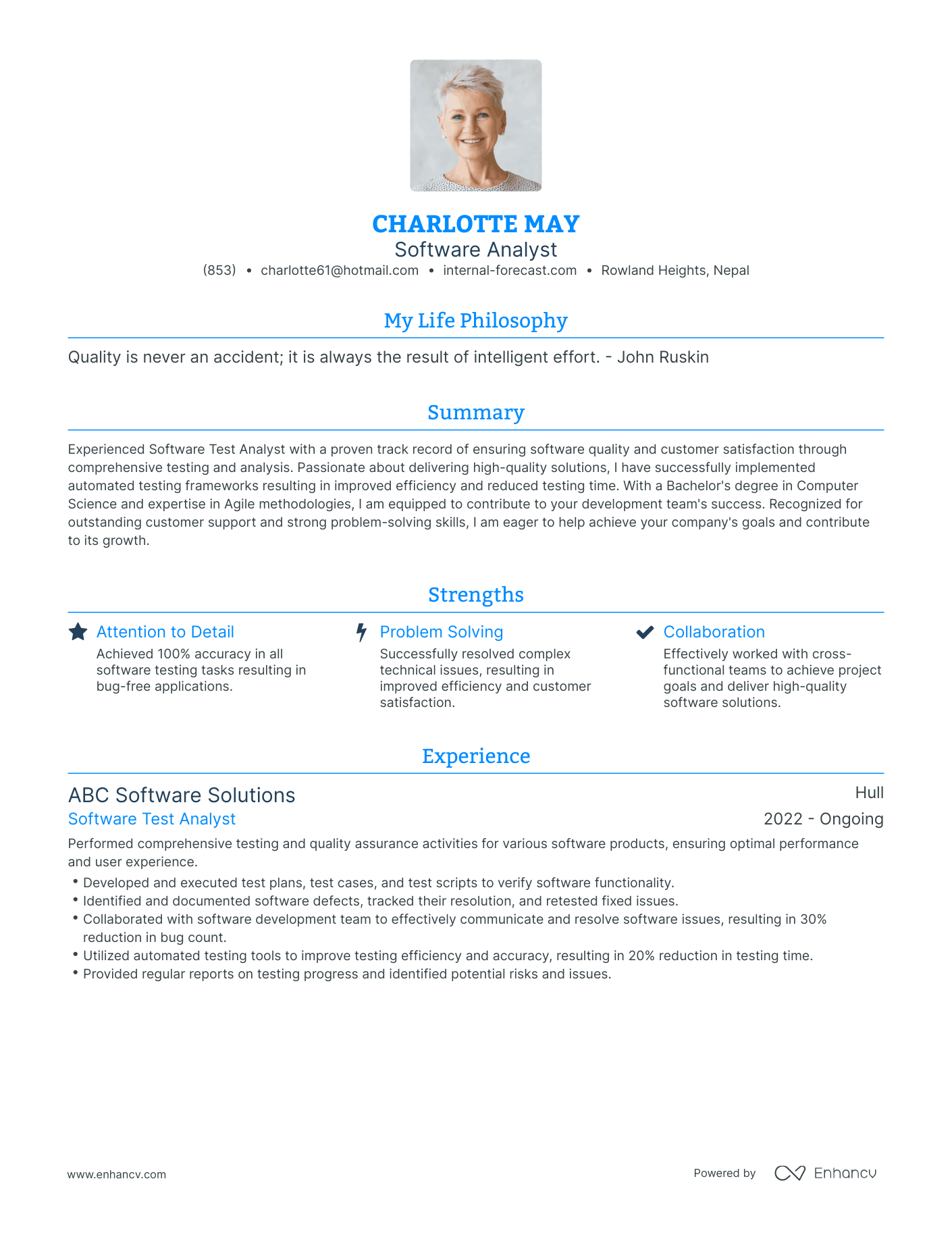 Modern Software Analyst Resume Example