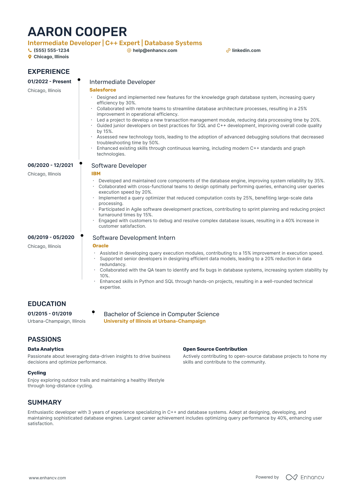 Senior C++ Developer resume example