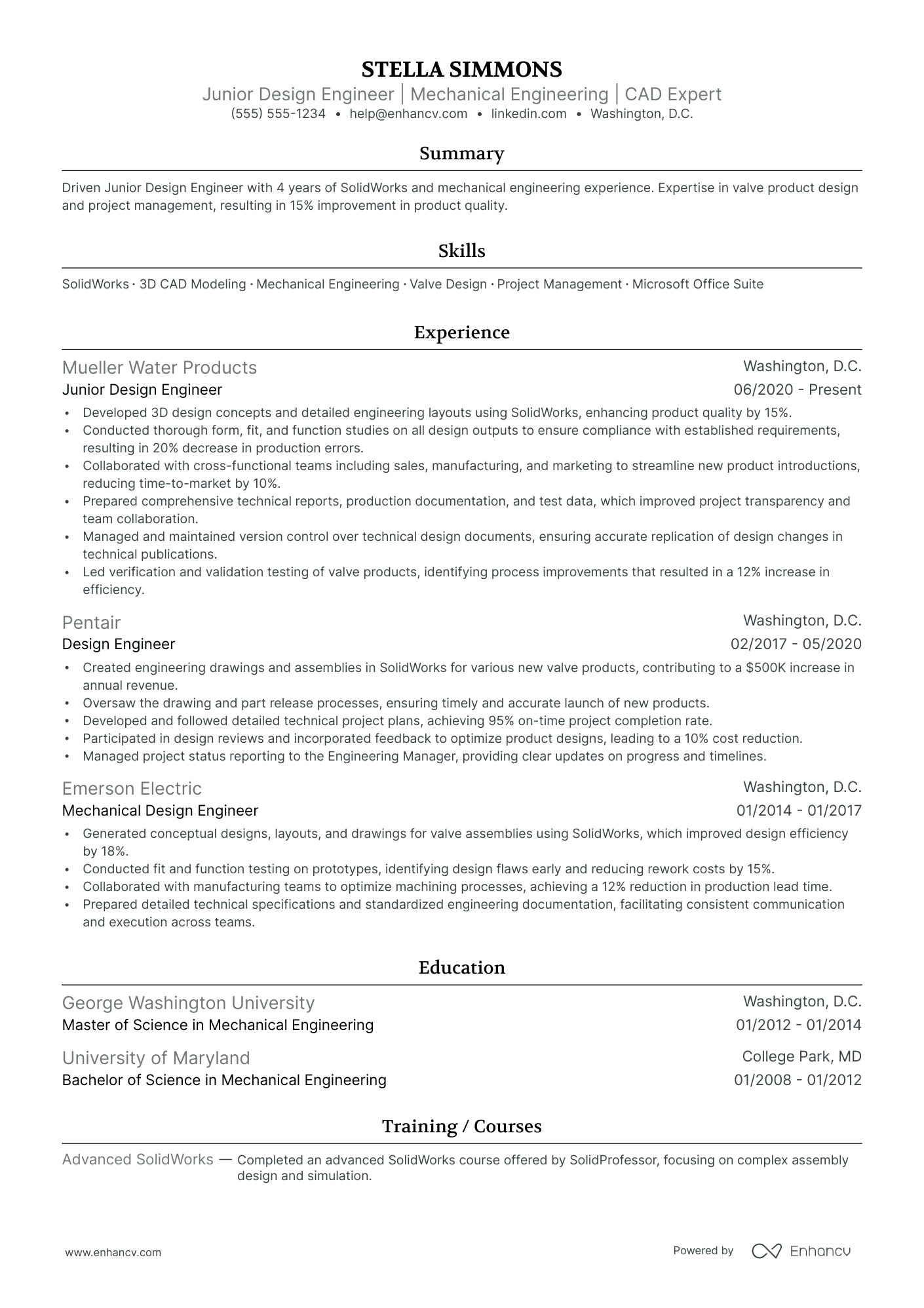 Junior Design Engineer resume example