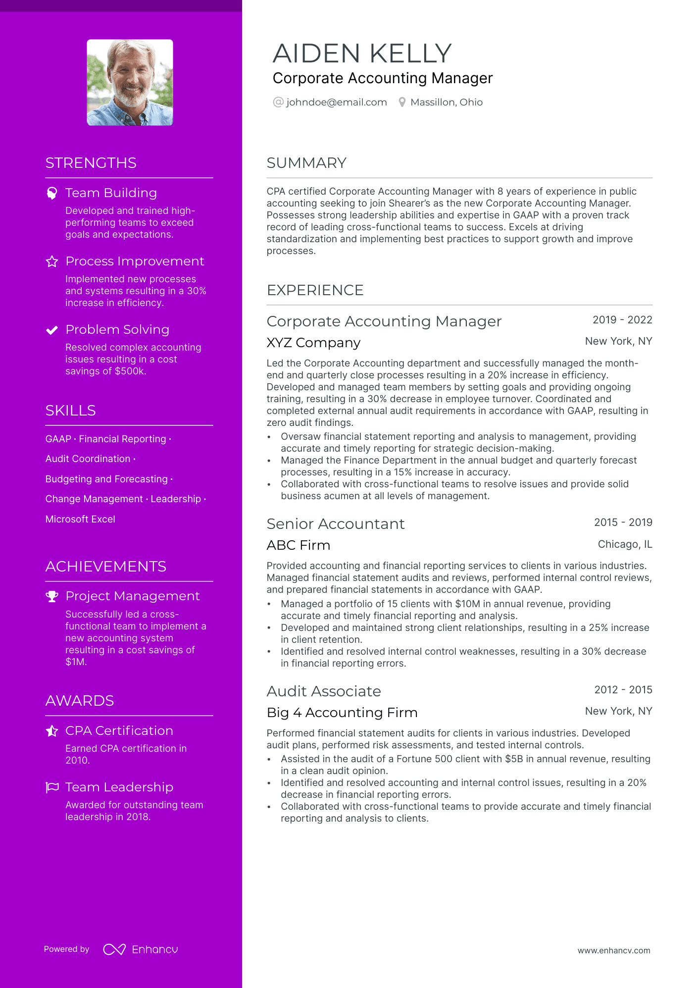 corporate accounting resume example