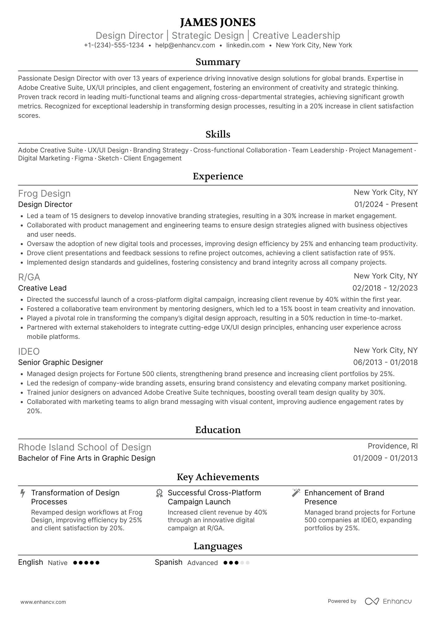 Design Director resume example