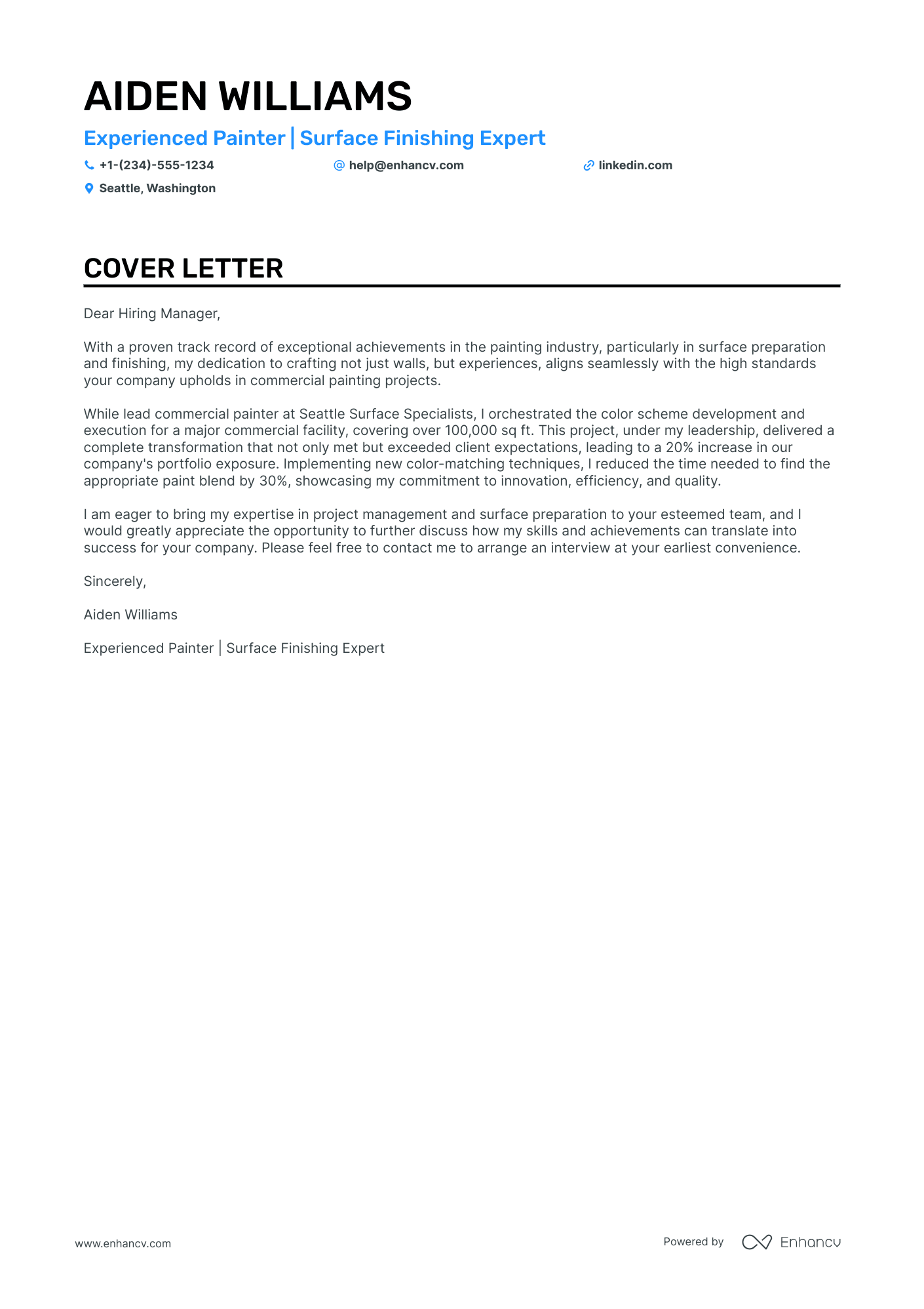 Painter cover letter