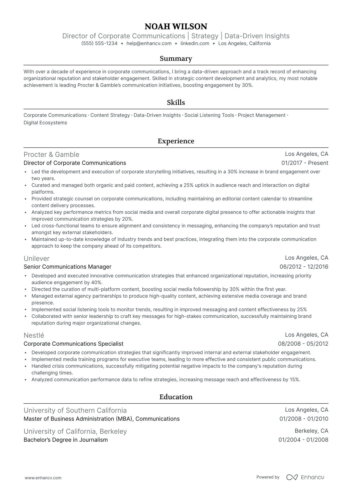 Junior Media Director resume example