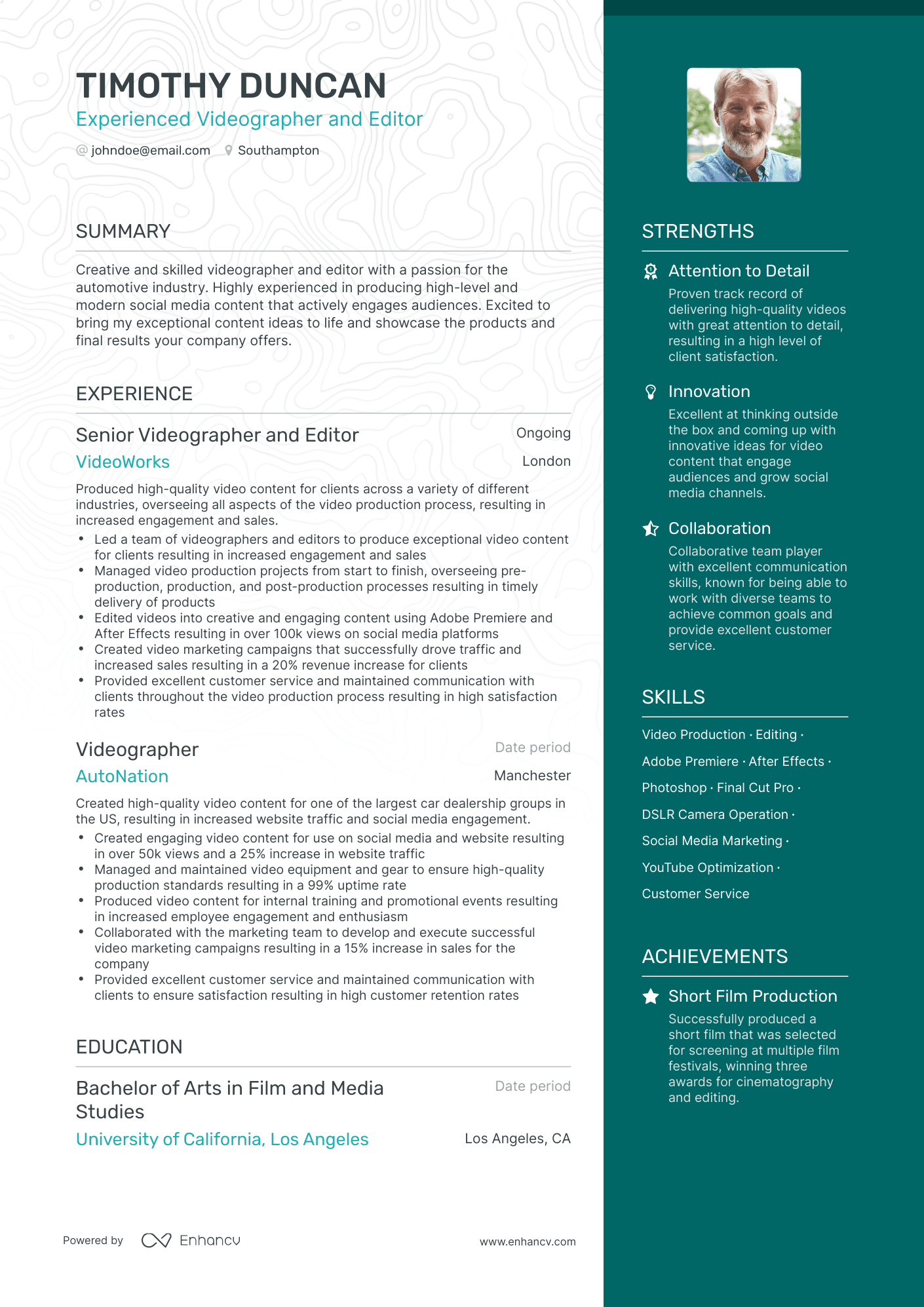 3 Videographer CV Examples for - Image 