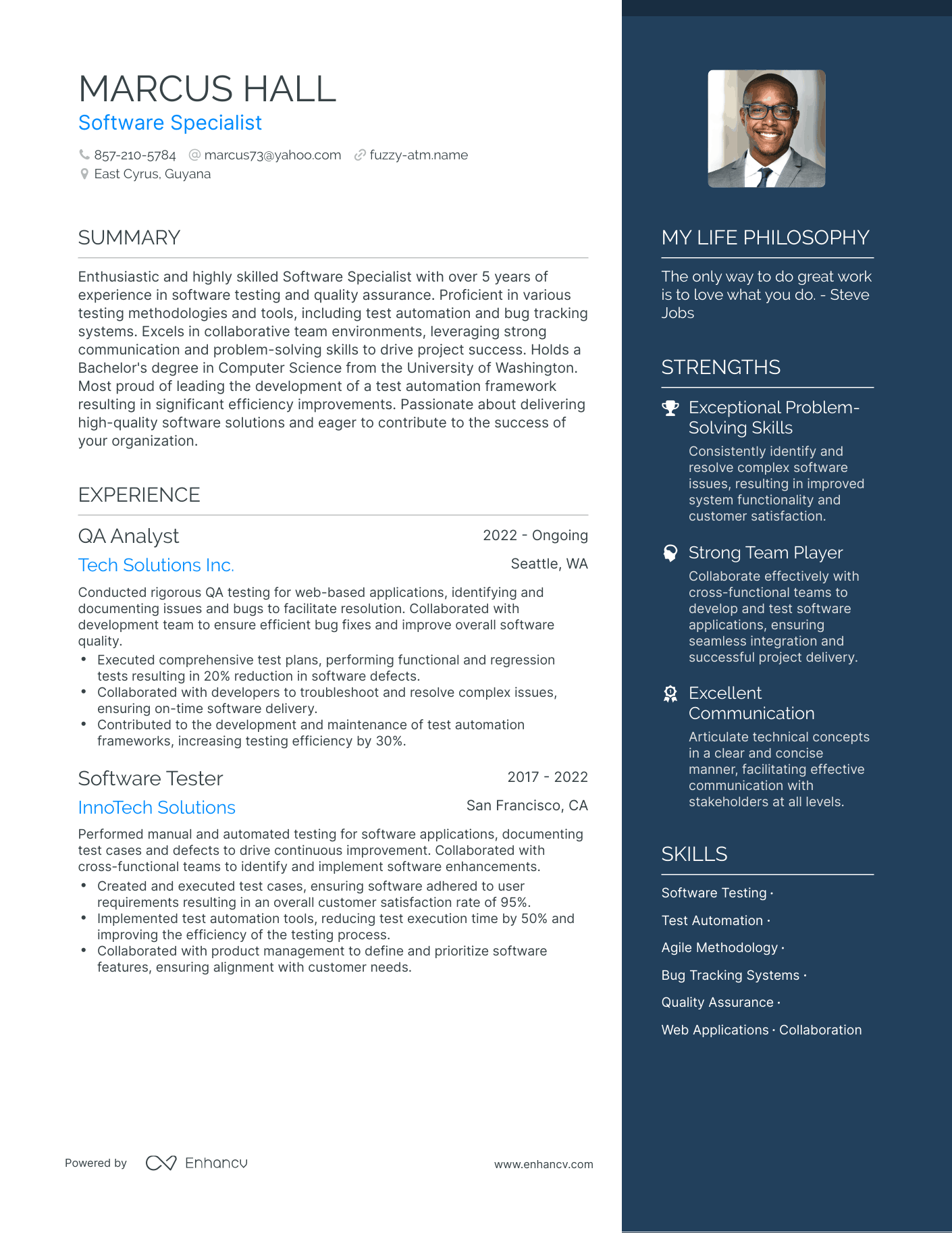 Software Specialist resume example