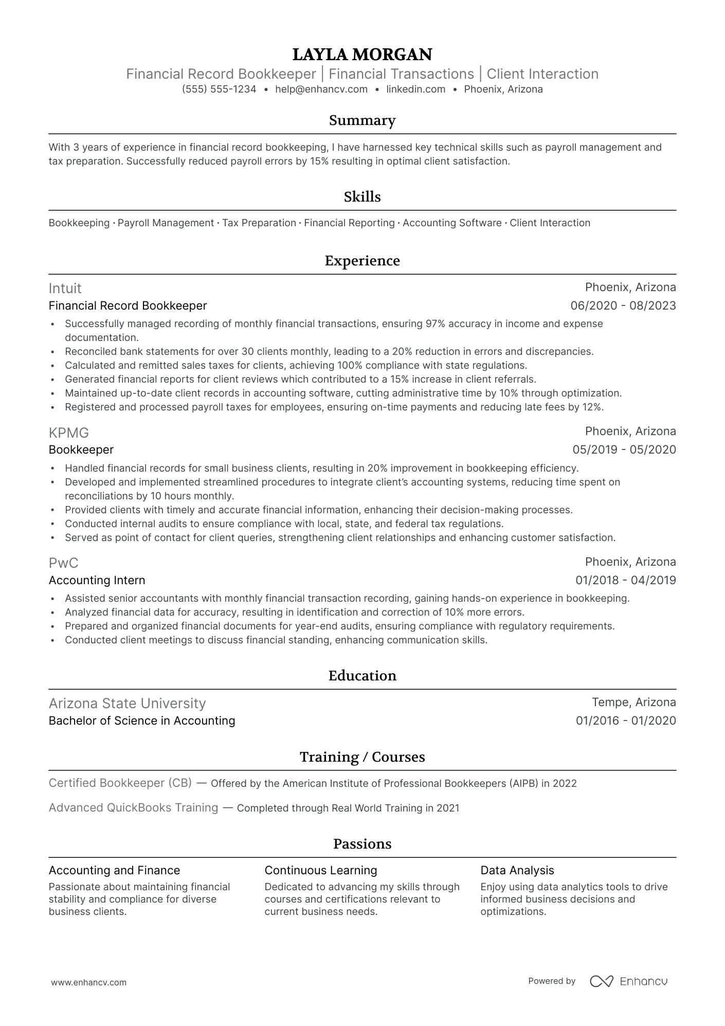 Financial Bookkeeper Resume Example Resume Example