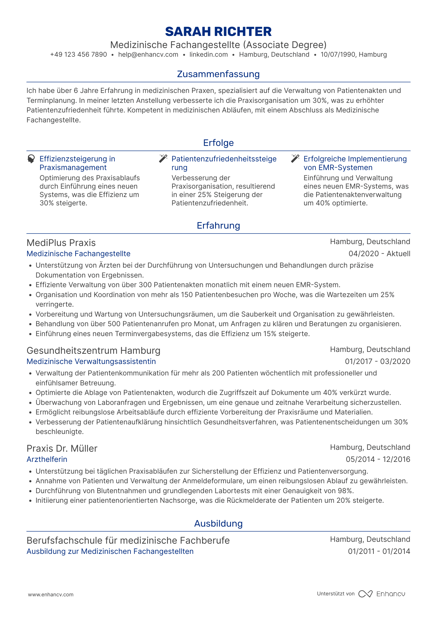 Arzthelferin CV